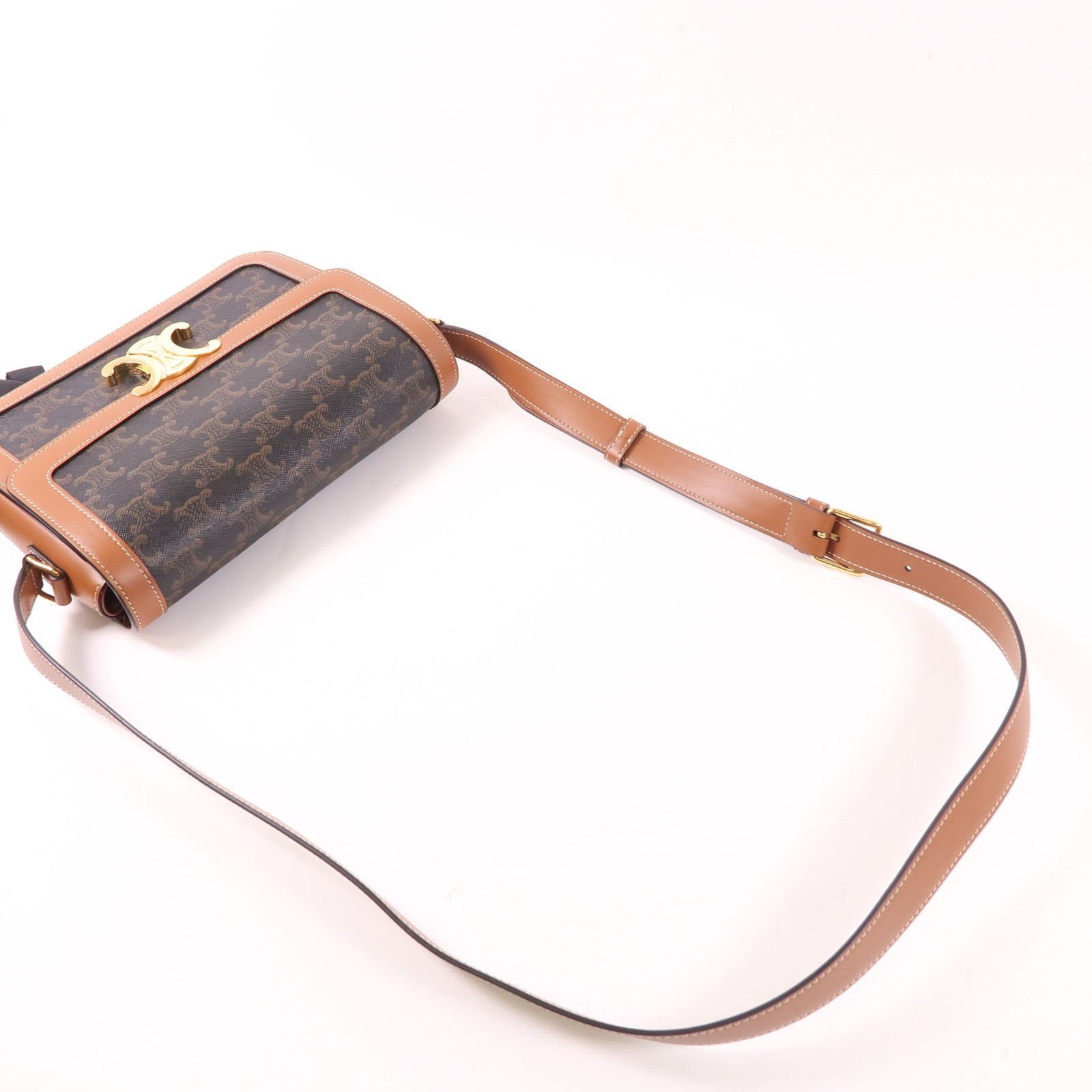 CELINE 塗層帆布Classique Triomphe Bag金扣肩背袋
