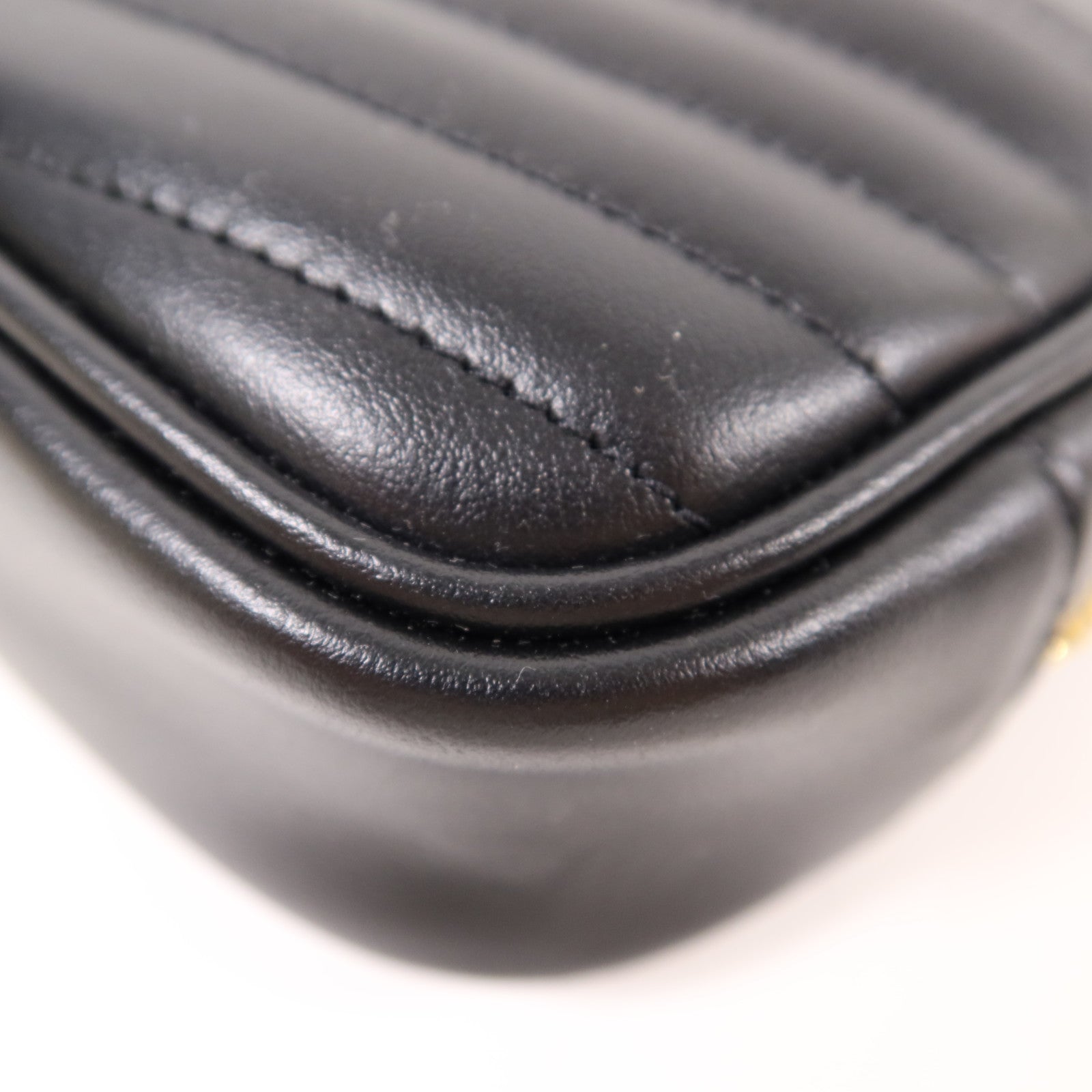 SAINT LAURENT YSL GHW Mini Lou Shoulder Bag Calfskin Leather Black 7006