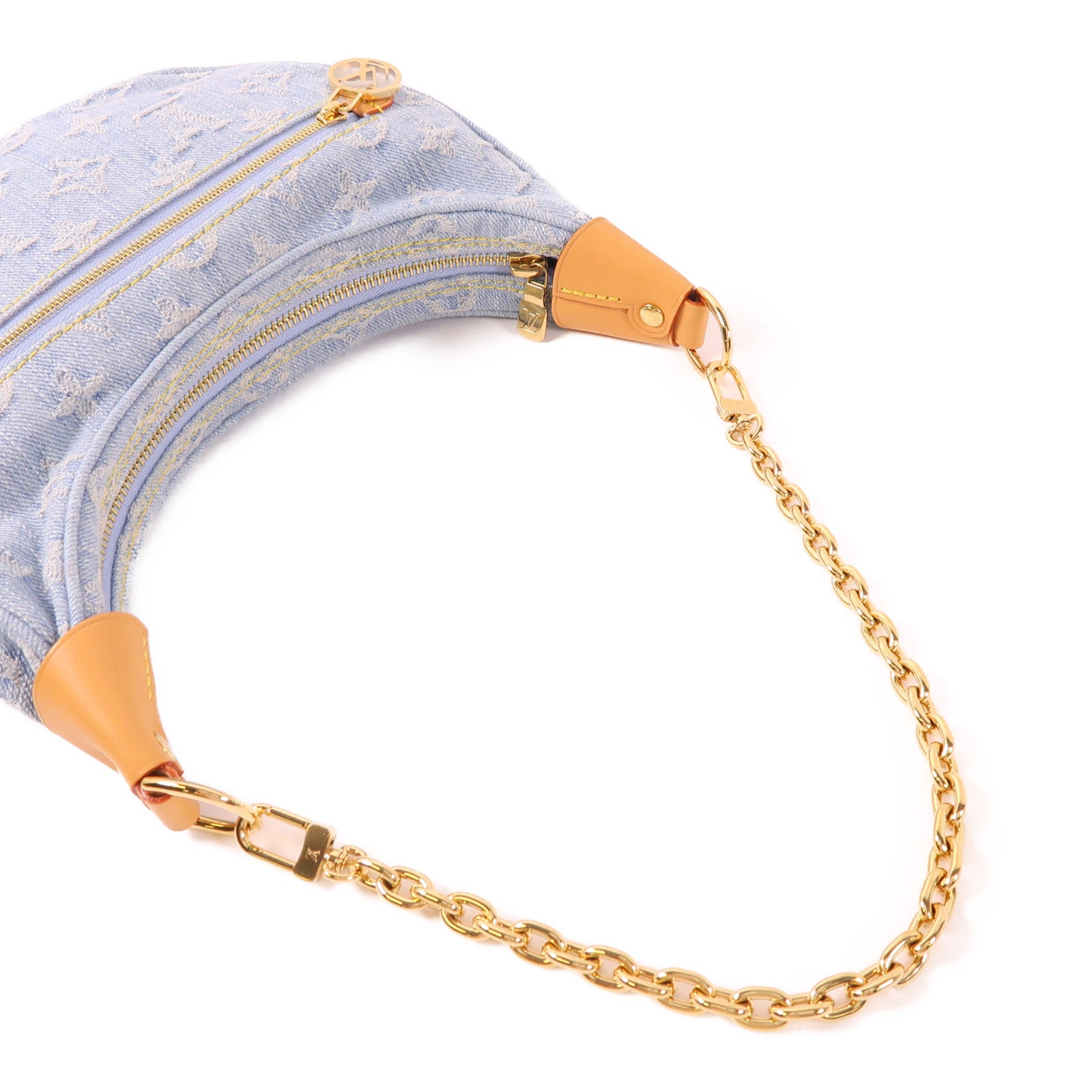 LOUIS VUITTON LV GHW Loop Chain 2 Way Shoulder Bag M24846 Monogram Denim Blue