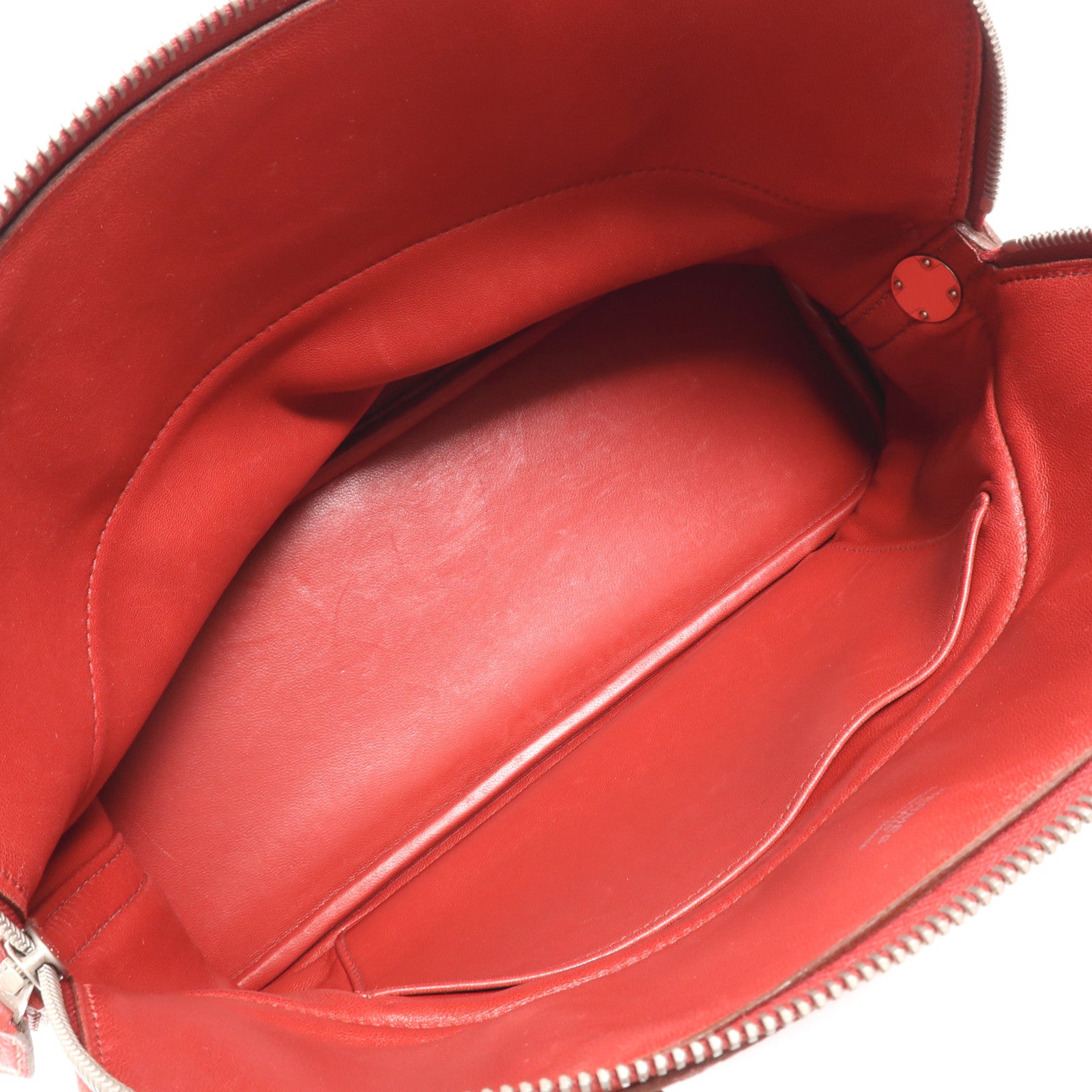 HERMES Clemence皮革Bolide 31銀扣手挽肩背兩用袋Vermillon