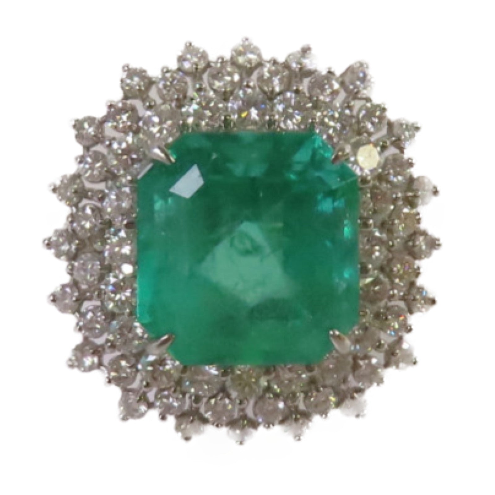 JEWELRY 【激減優惠】PT950鉑金/16.176ct綠寶石/3.94ct鑽石Emerald Ring戒指US#5.75