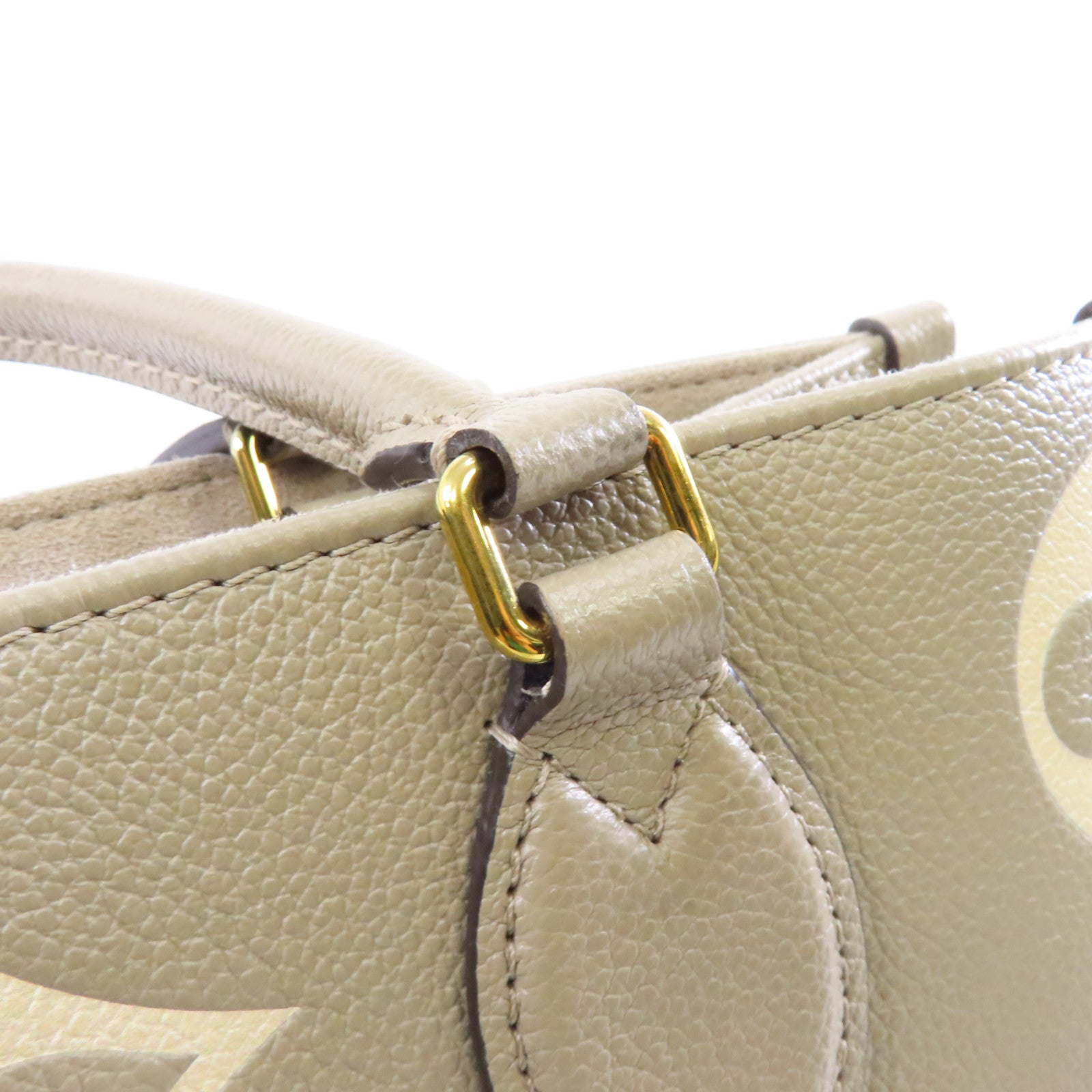 LOUIS VUITTON Monogram Empreinte OnTheGo金扣手挽肩背兩用袋米色