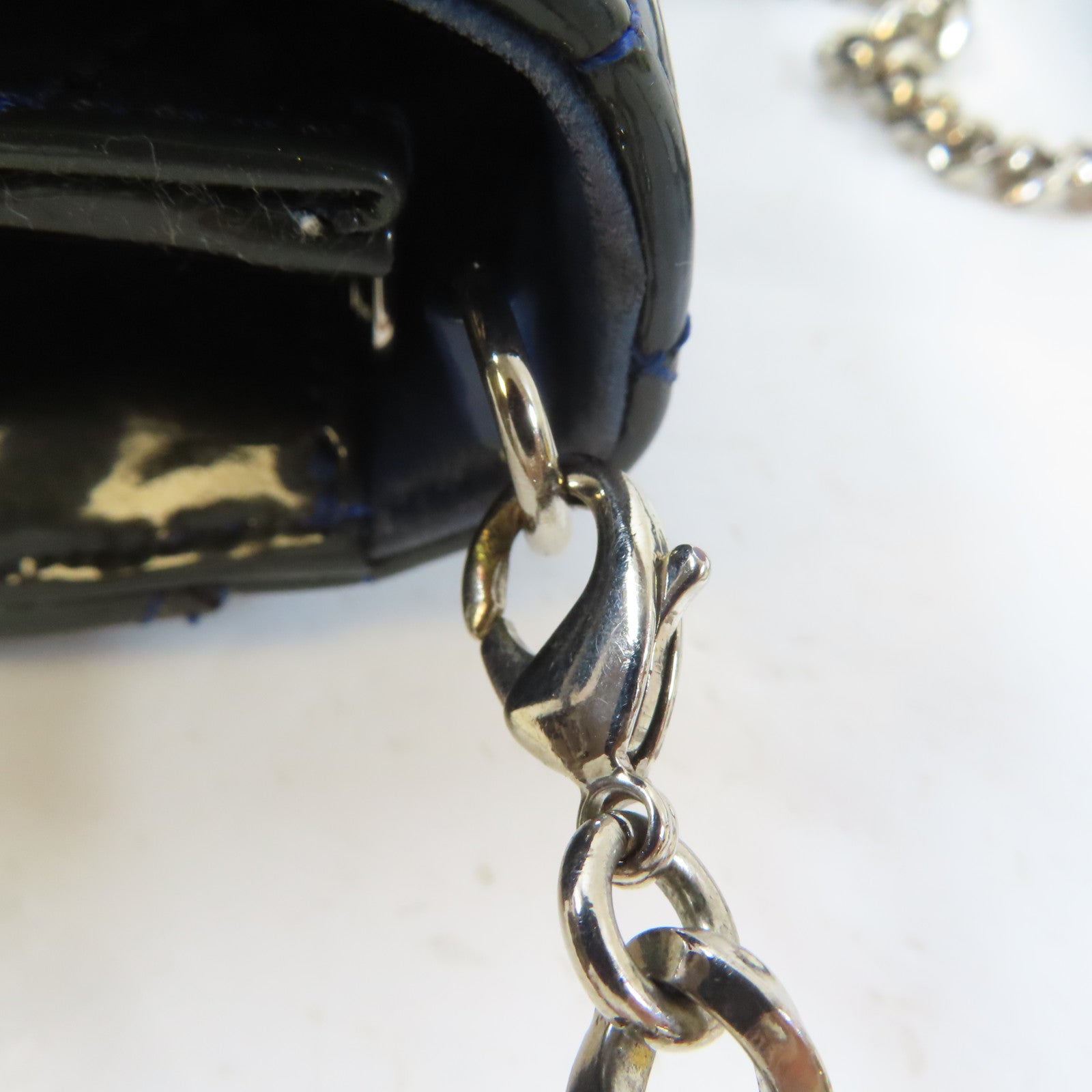 Dior 漆皮皮革Miss Dior Promenade Pouch銀扣鏈帶肩背袋深綠色