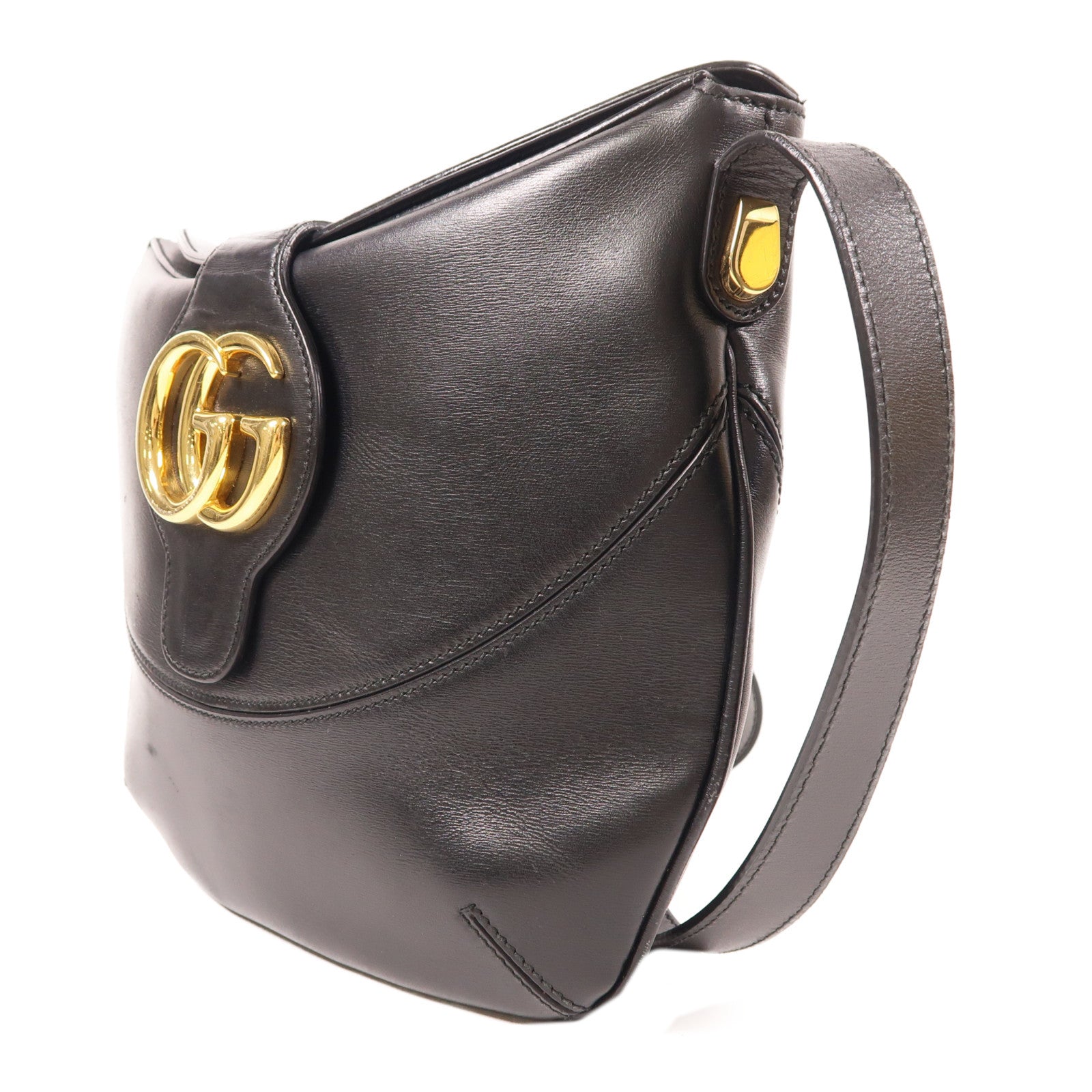 GUCCI 牛皮皮革Shoulder Bag金扣肩背袋黑色