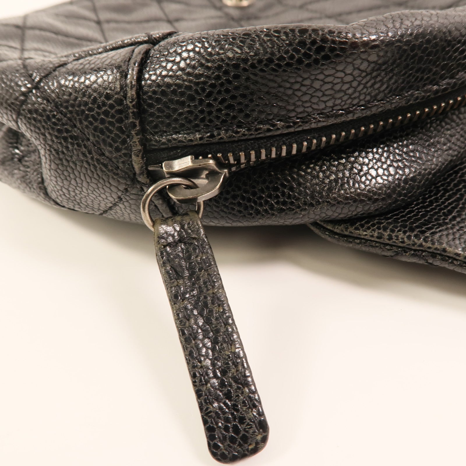 CHANEL 牛皮皮革Chain Shoulder銀扣鏈帶肩背袋
