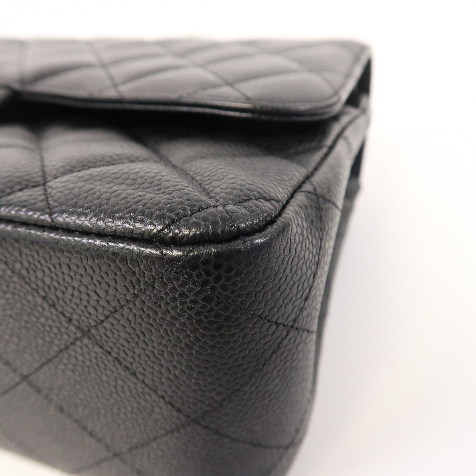 CHANEL 【激減優惠】菱格牛皮皮革Large Classic金扣鏈帶肩背袋黑色