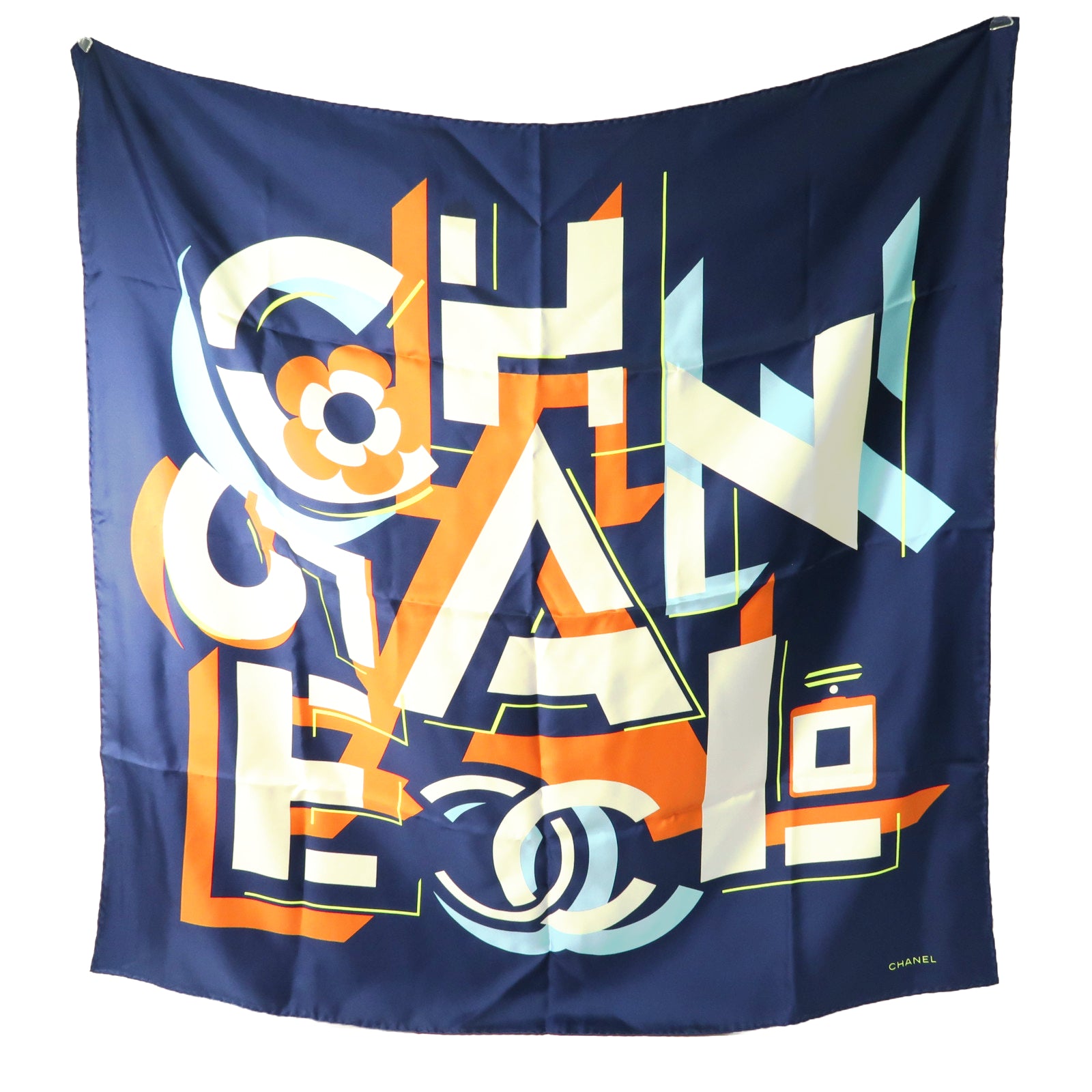 CHANEL 絲質Scarf絲巾深藍色