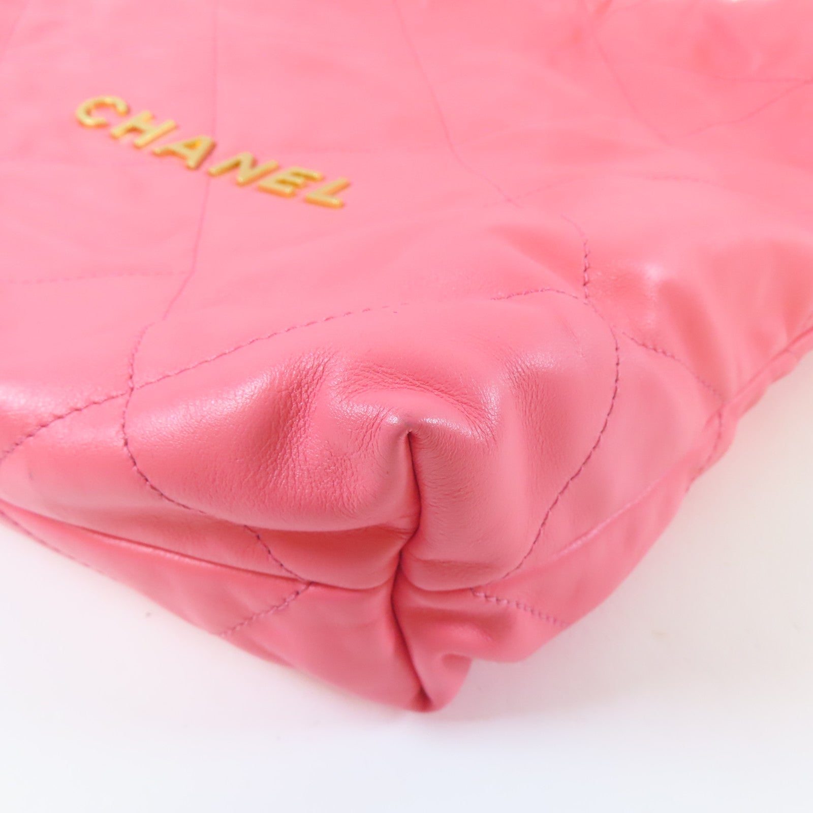 CHANEL 【激減優惠】菱格牛皮皮革C22 Small金扣鏈帶肩背袋粉紅色
