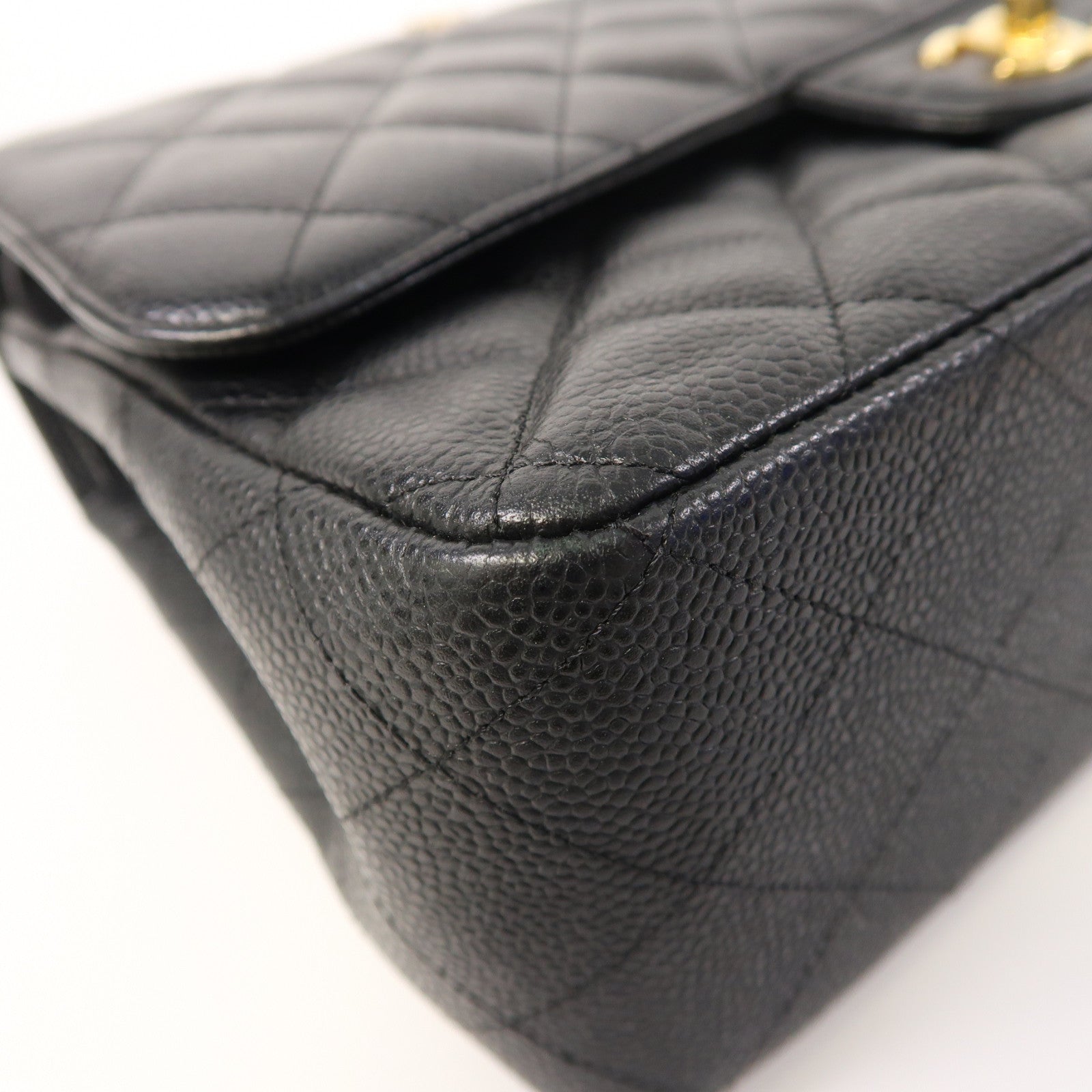 CHANEL 【激減優惠】菱格牛皮皮革Large Classic金扣鏈帶肩背袋黑色