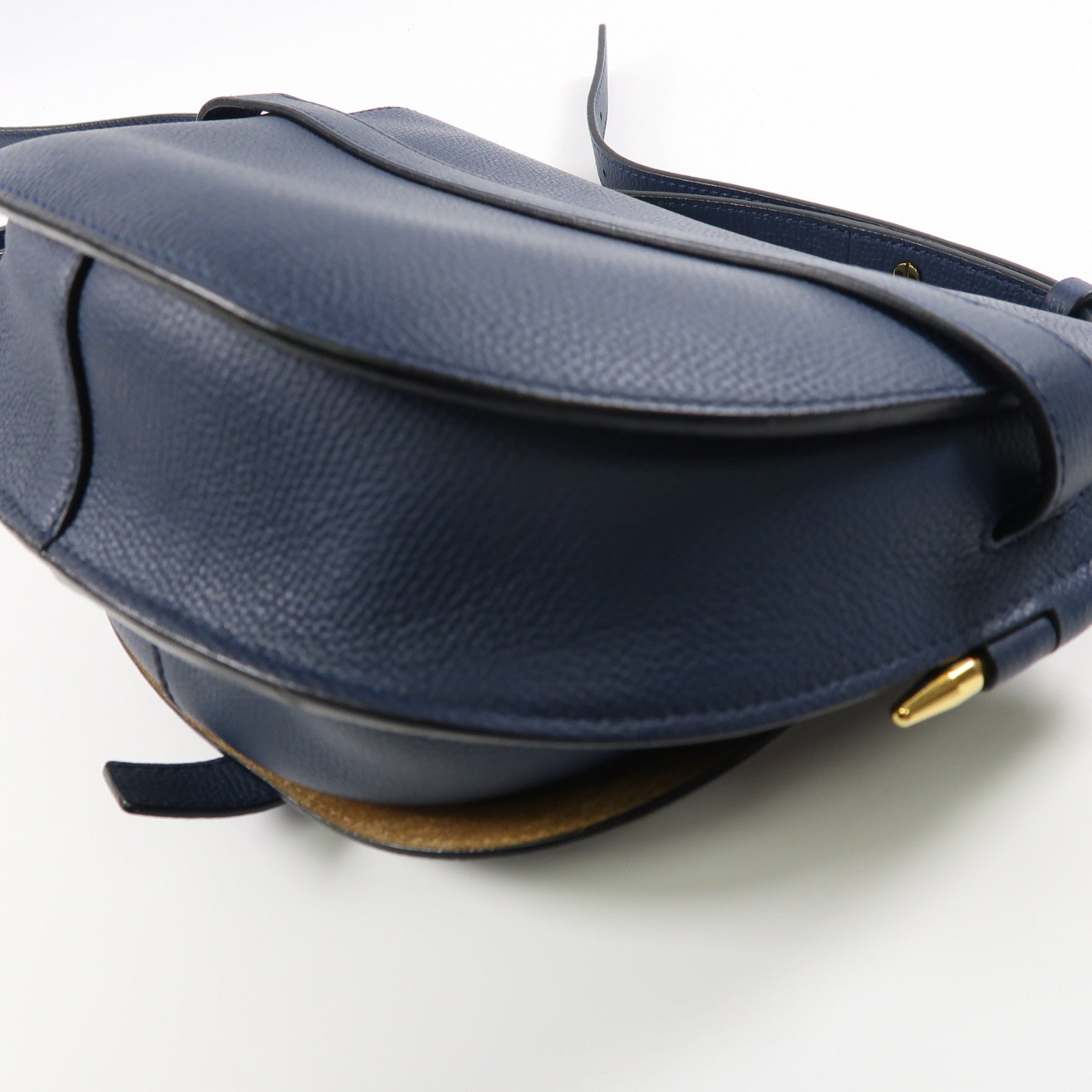 LOEWE 牛皮皮革Gate Bag金扣肩背袋深藍色