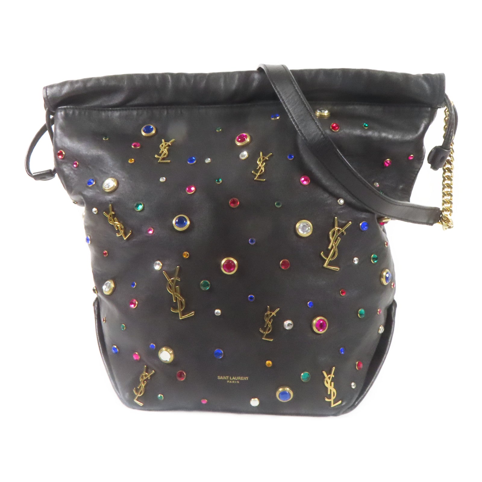 SAINT LAURENT 羊皮皮革Shoulder Bag金扣肩背袋黑色
