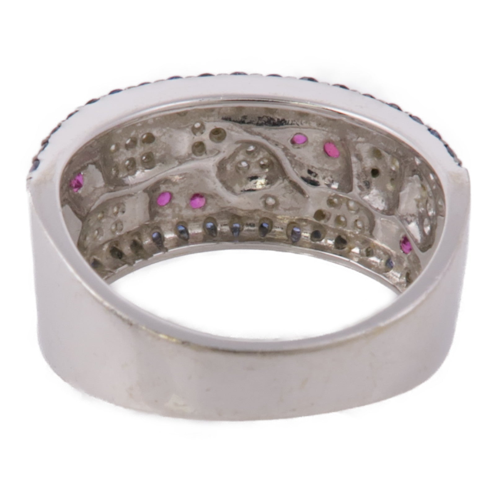 JEWELRY 18K白金Diamond Ruby Topaz Ring鑽石/紅寶石/拓帕石戒指US#7
