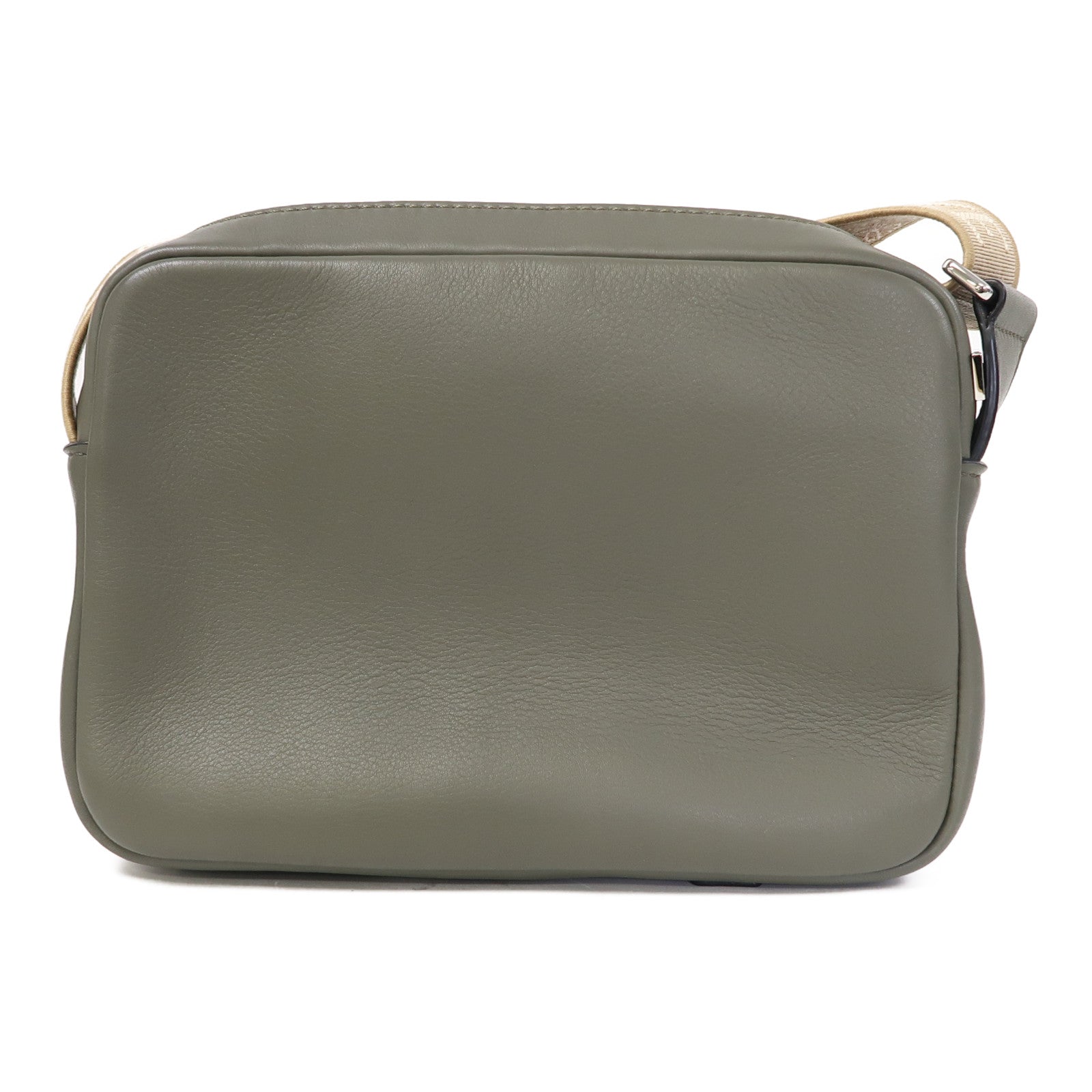 LOEWE 牛皮皮革XS Military銀扣肩背袋卡其綠色