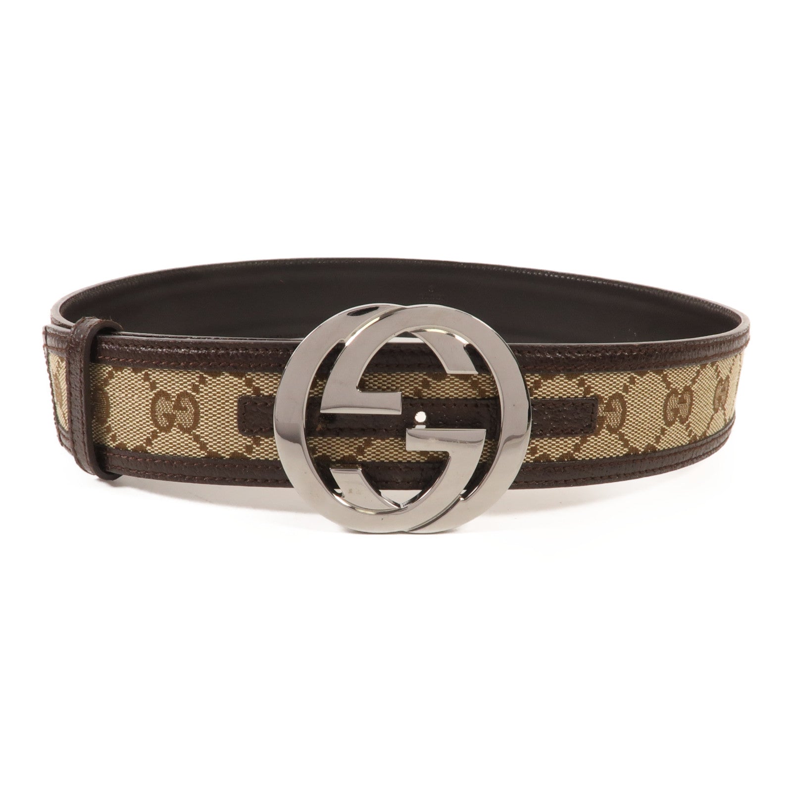 GUCCI 帆布Supreme Belt銀扣皮帶