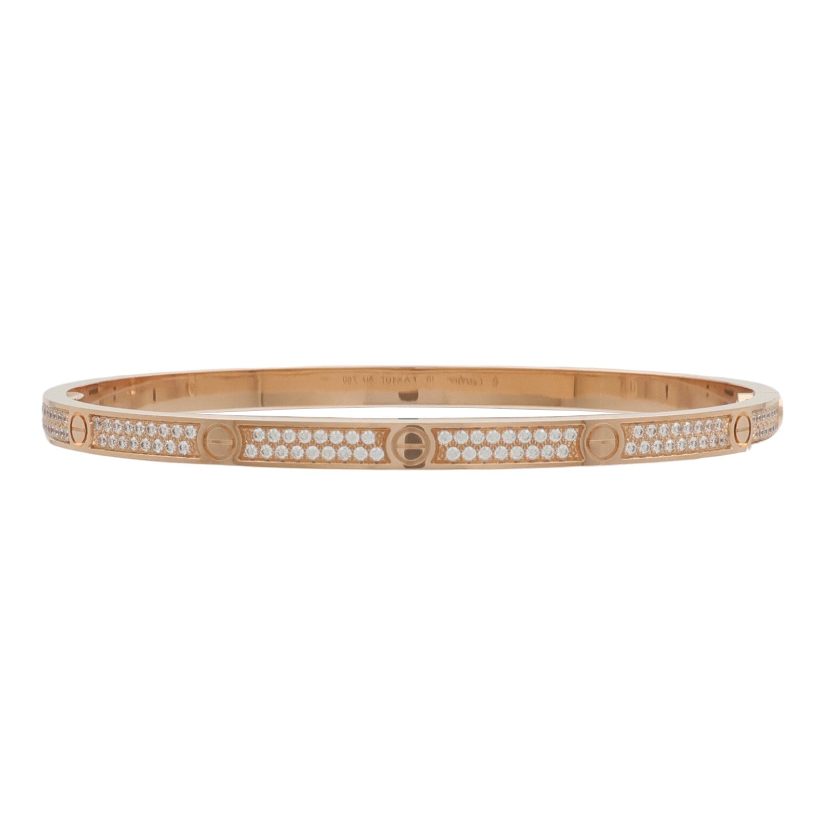 CARTIER 18K玫瑰金Love Blaceret SM Paved鑽石手鐲