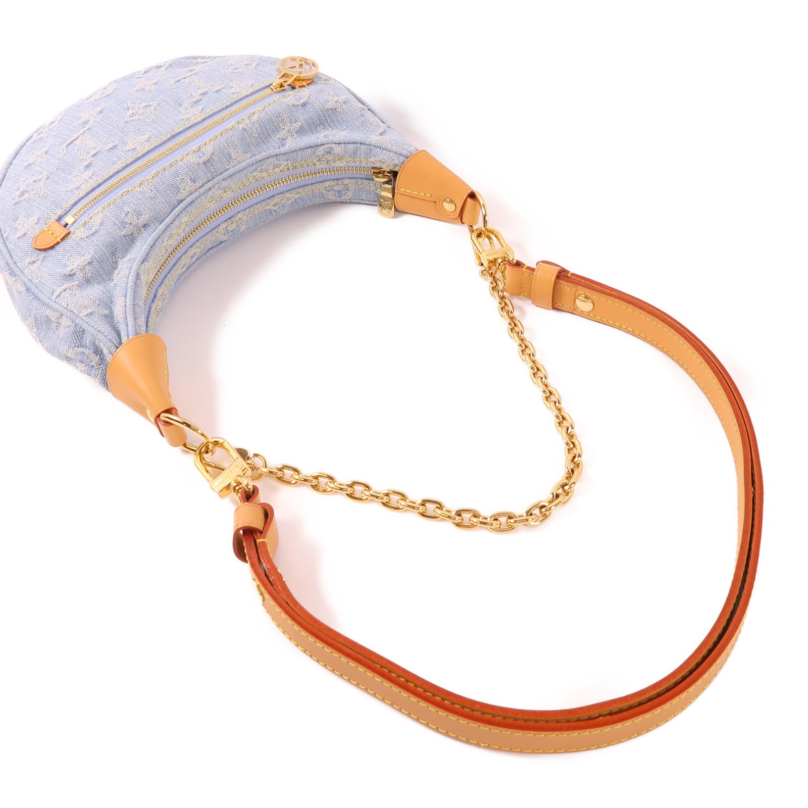 LOUIS VUITTON LV GHW Loop Chain 2 Way Shoulder Bag M24846 Monogram Denim Blue