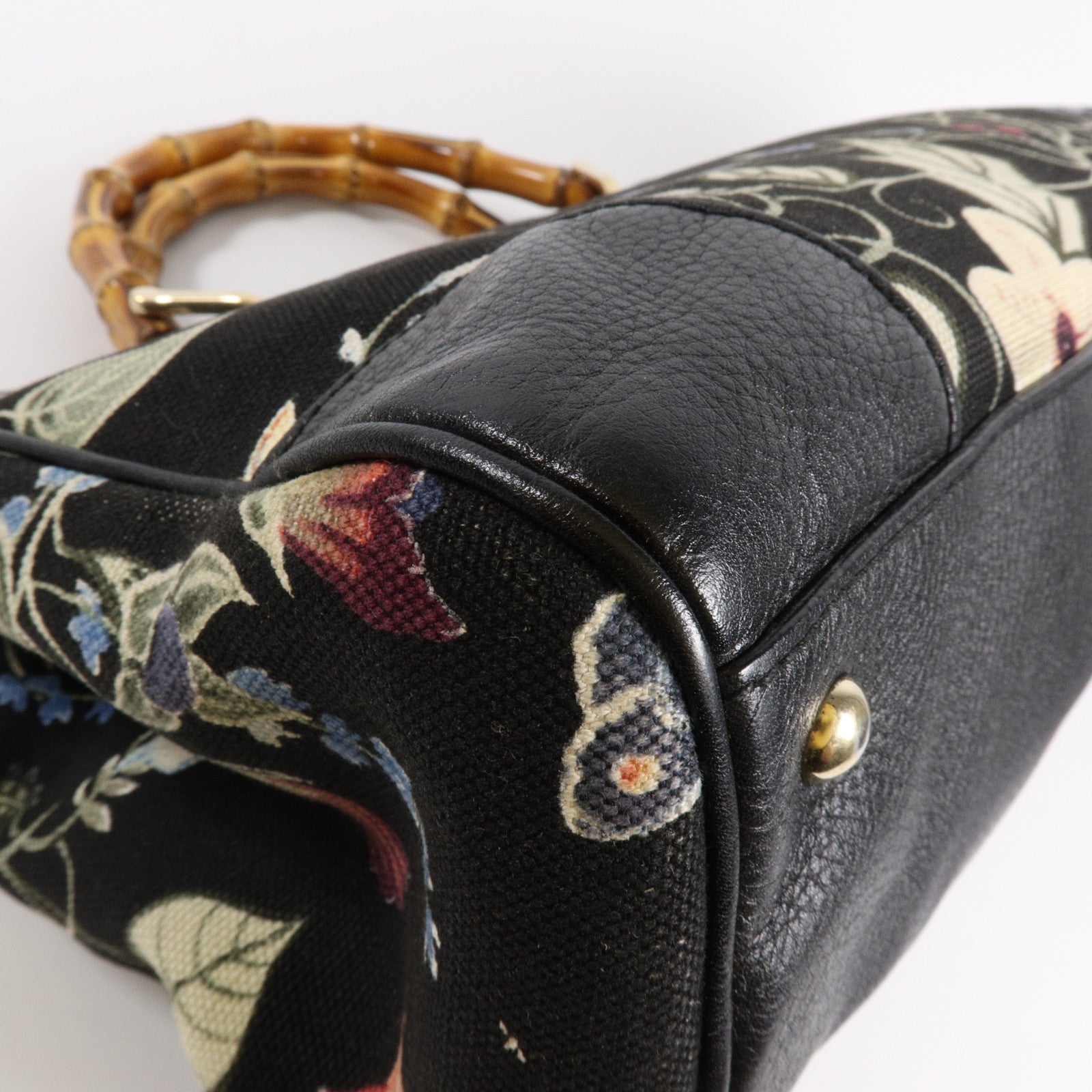 GUCCI 帆布Flora Knight Bamboo Shopper Medium Tote手挽肩背兩用袋
