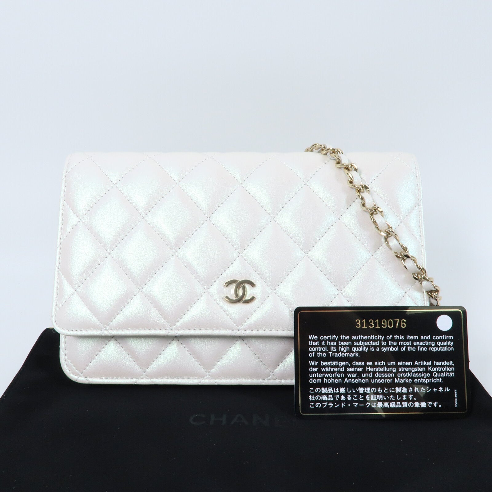 CHANEL 羊皮皮革WOC Wallet On Chain金扣鏈帶肩背袋