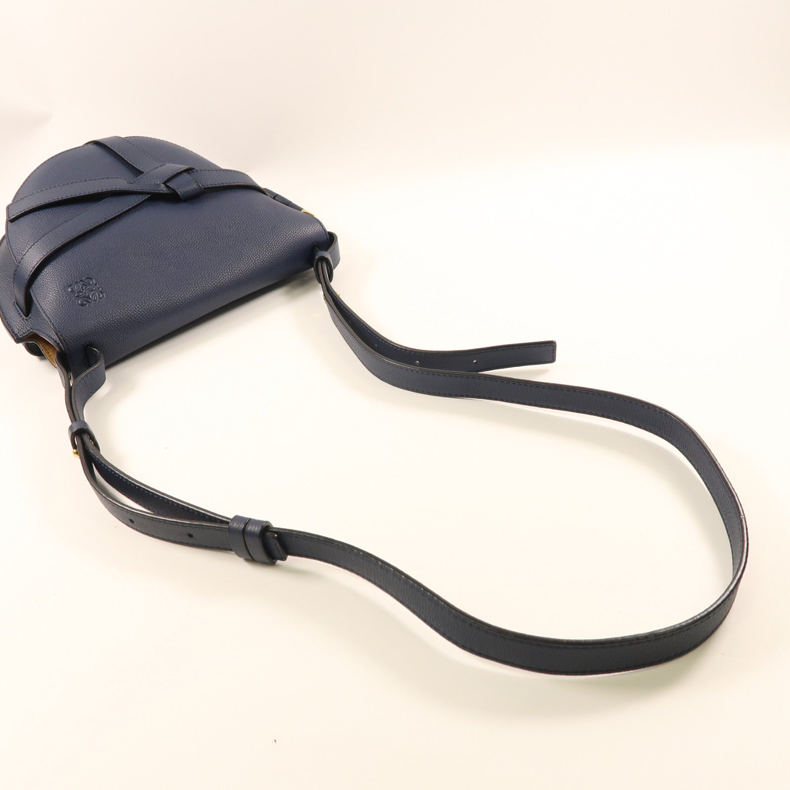 LOEWE 牛皮皮革Gate Bag金扣肩背袋深藍色