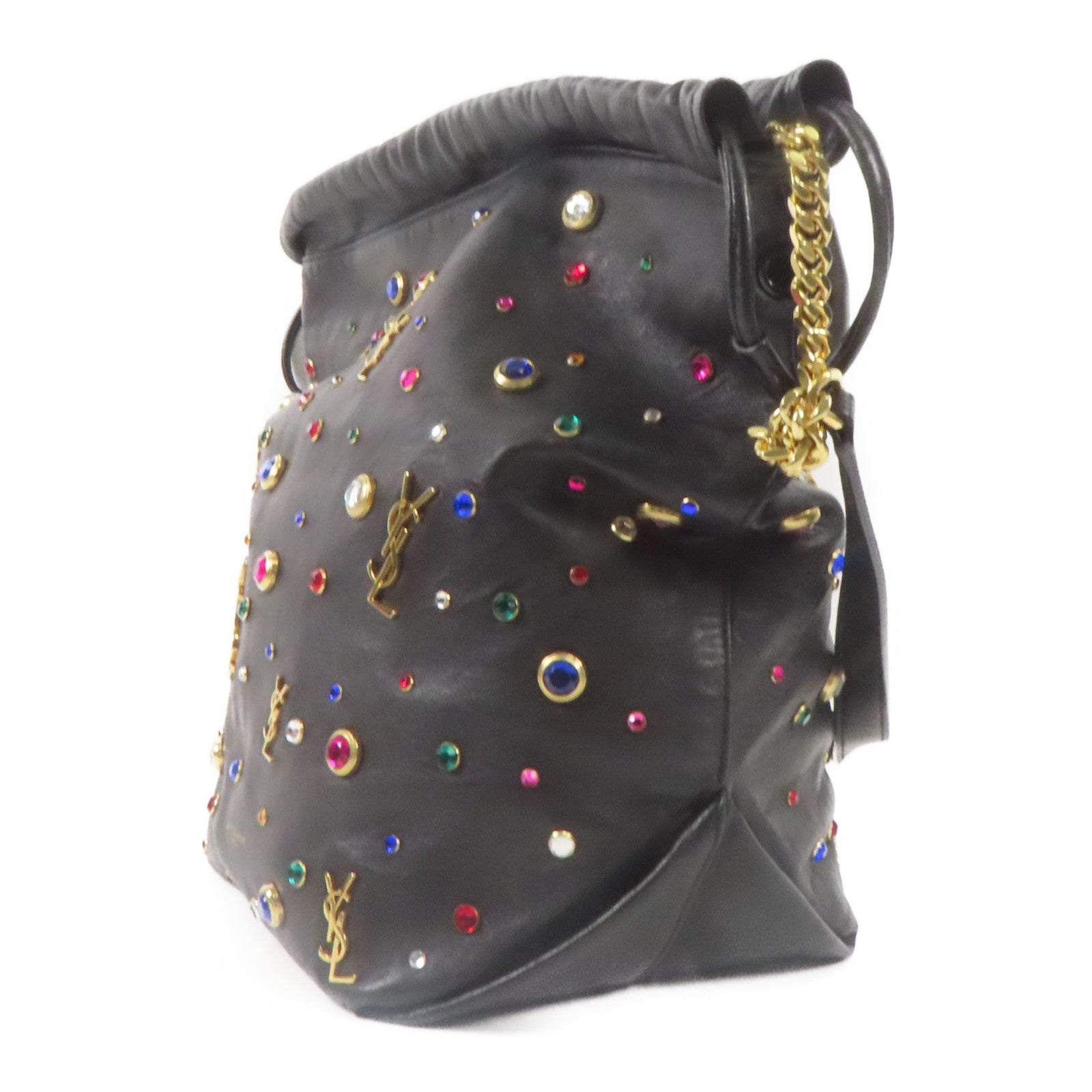 SAINT LAURENT 羊皮皮革Shoulder Bag金扣肩背袋黑色