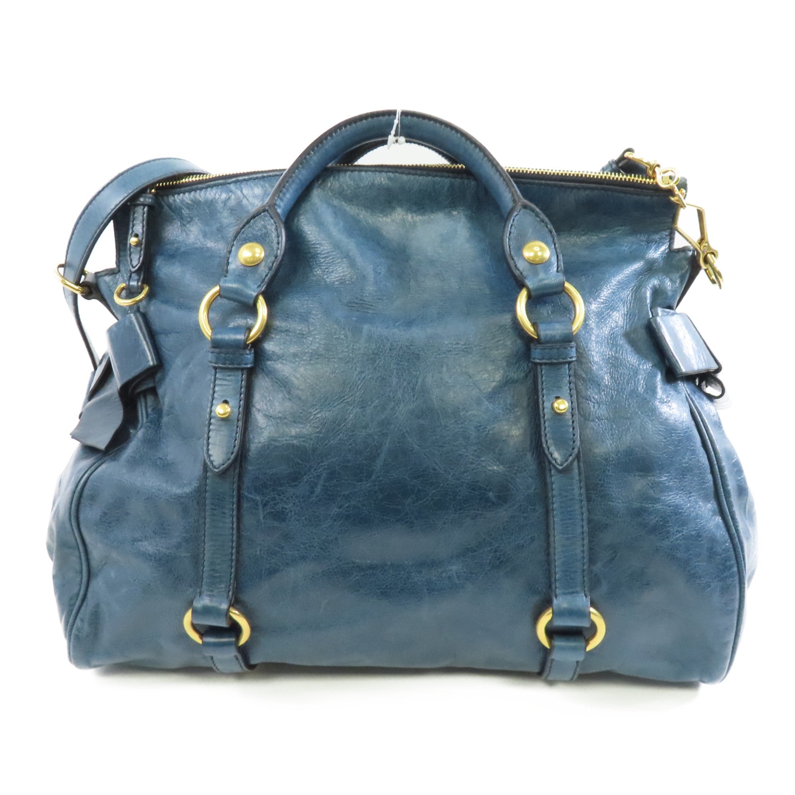 Miu Miu 牛皮皮革2 Way Shoulder金扣手挽肩背兩用袋藍色