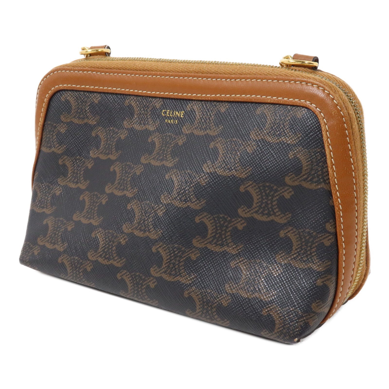 CELINE 塗層帆布Clutch With Chain鏈帶肩背袋