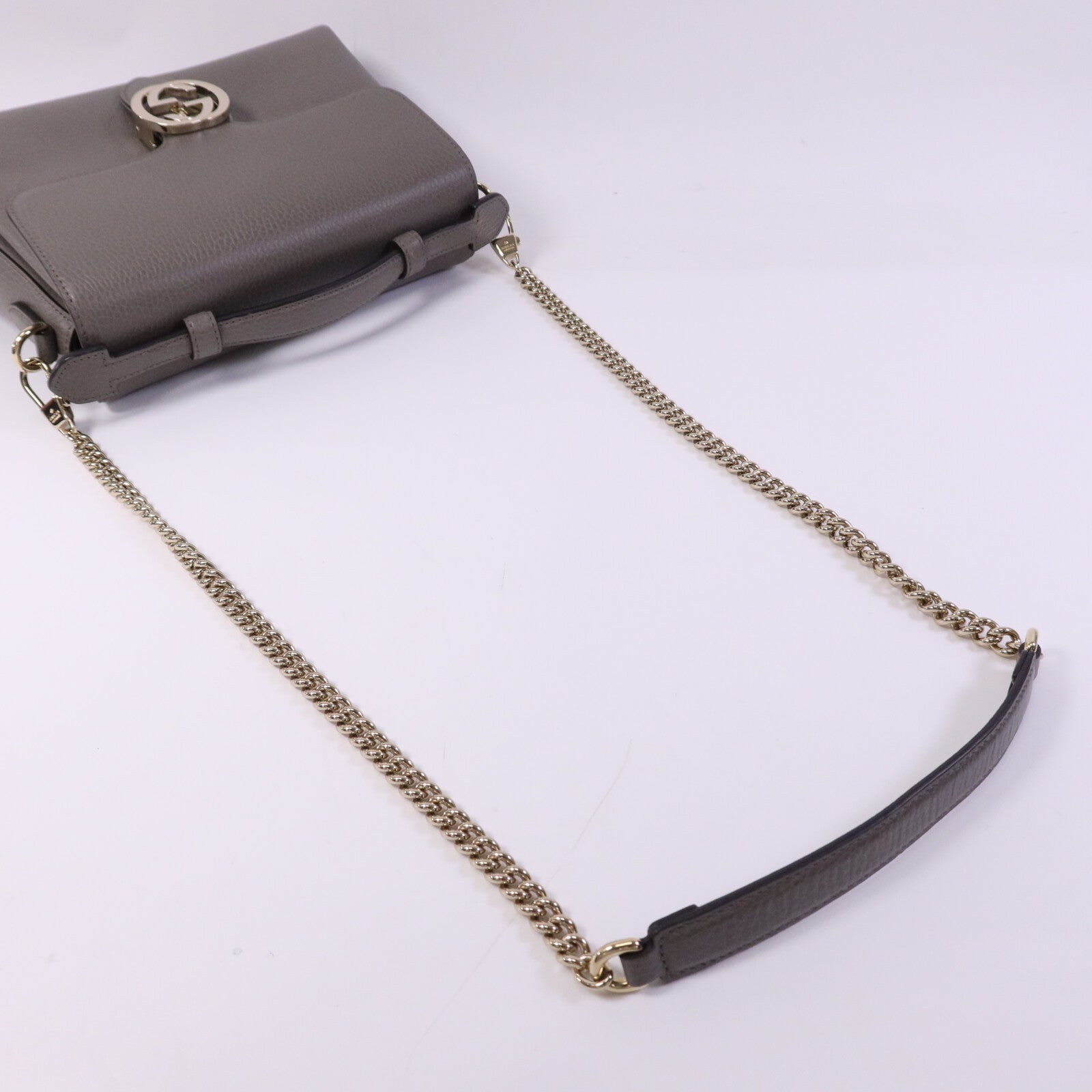 GUCCI 牛皮皮革Interlocking G Chain Bag金扣鏈帶肩背袋