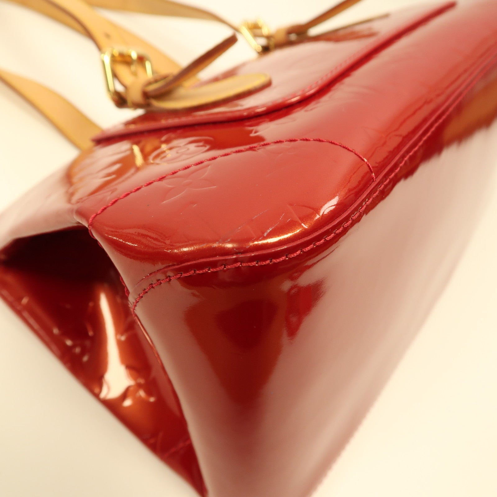 LOUIS VUITTON Monogram Vernis Rosewood Avenne金扣手挽袋紅色