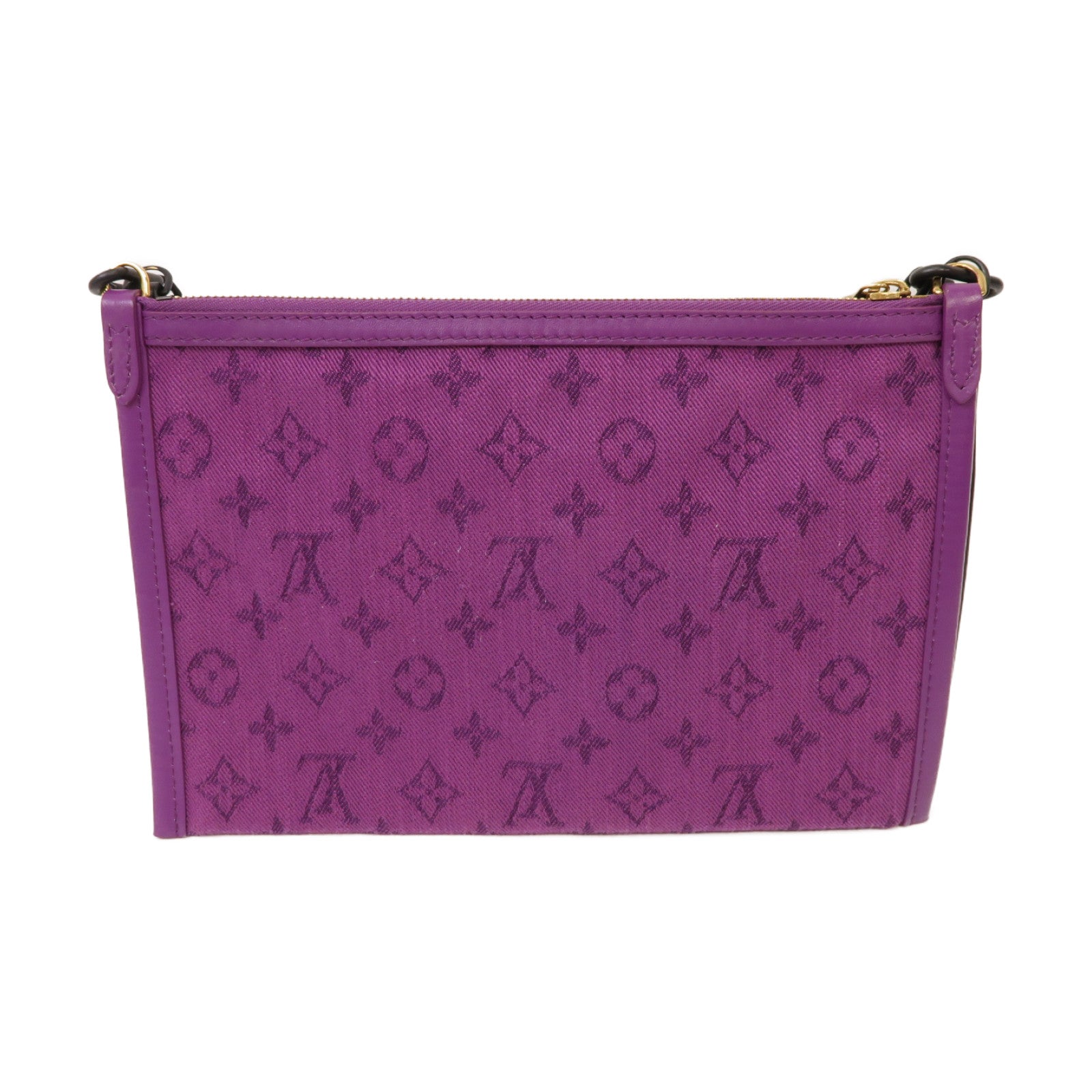 LOUIS VUITTON Monogram Flat Messenger Bag金扣肩背袋棕色/紫色