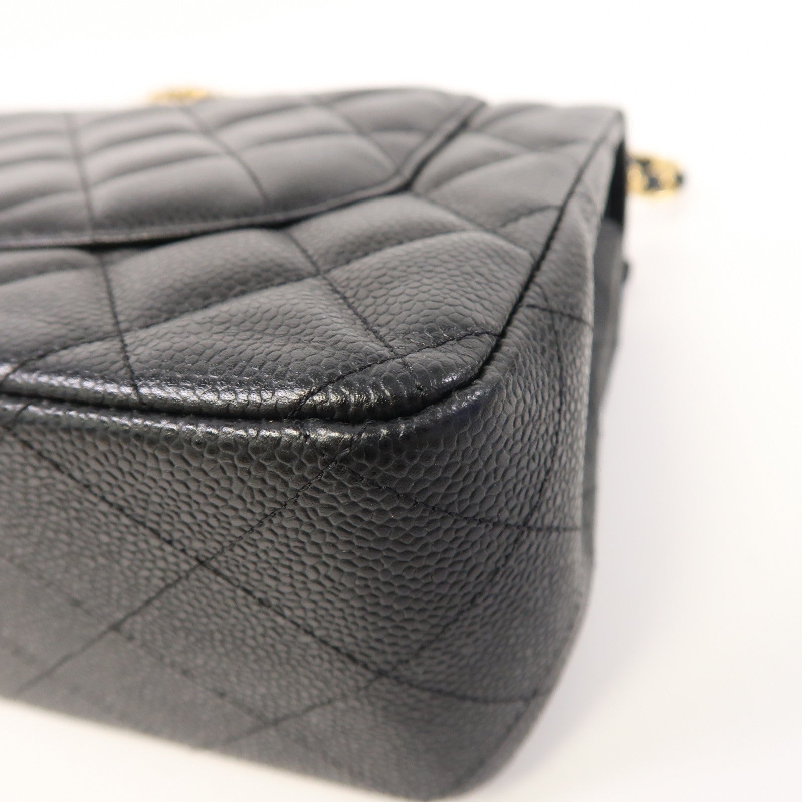 CHANEL 【激減優惠】菱格牛皮皮革Large Classic金扣鏈帶肩背袋黑色