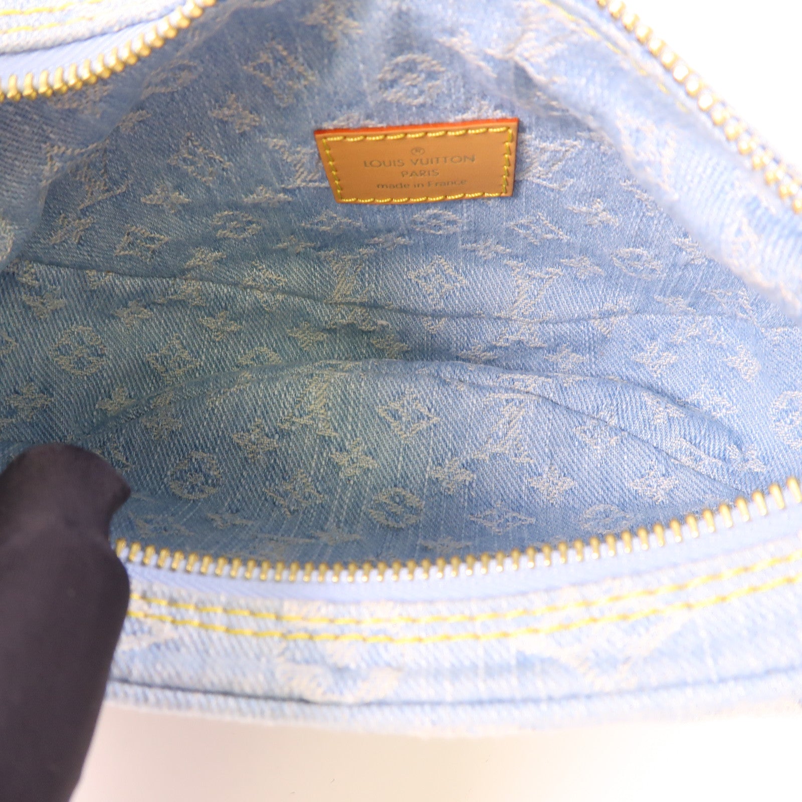 LOUIS VUITTON LV GHW Loop Chain 2 Way Shoulder Bag M24846 Monogram Denim Blue