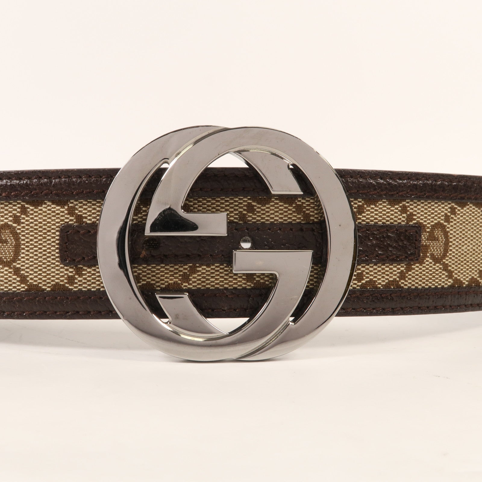GUCCI 帆布Supreme Belt銀扣皮帶