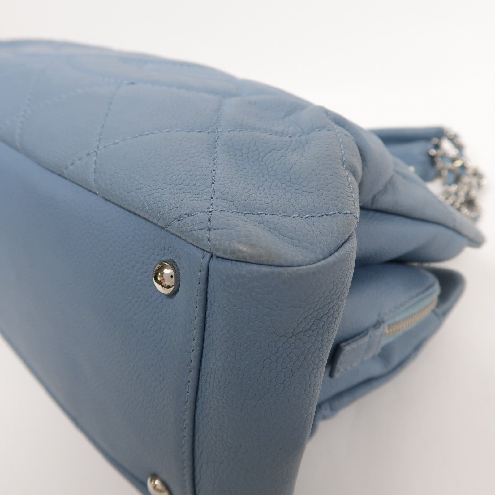 CHANEL CC SHW Shoulder Bag Calfskin Leather Blue