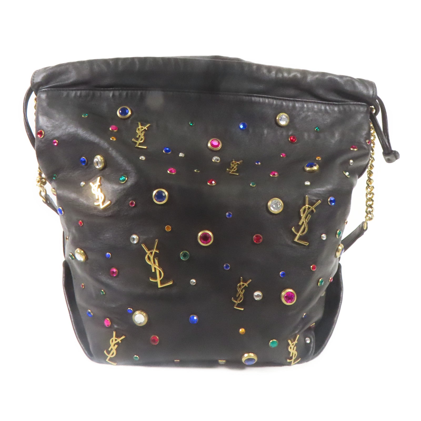 SAINT LAURENT 羊皮皮革Shoulder Bag金扣肩背袋黑色