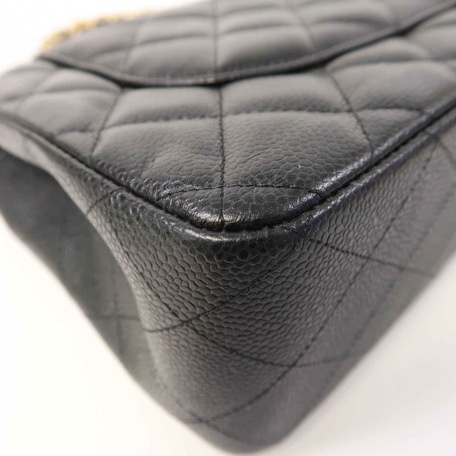 CHANEL 【激減優惠】菱格牛皮皮革Large Classic金扣鏈帶肩背袋黑色