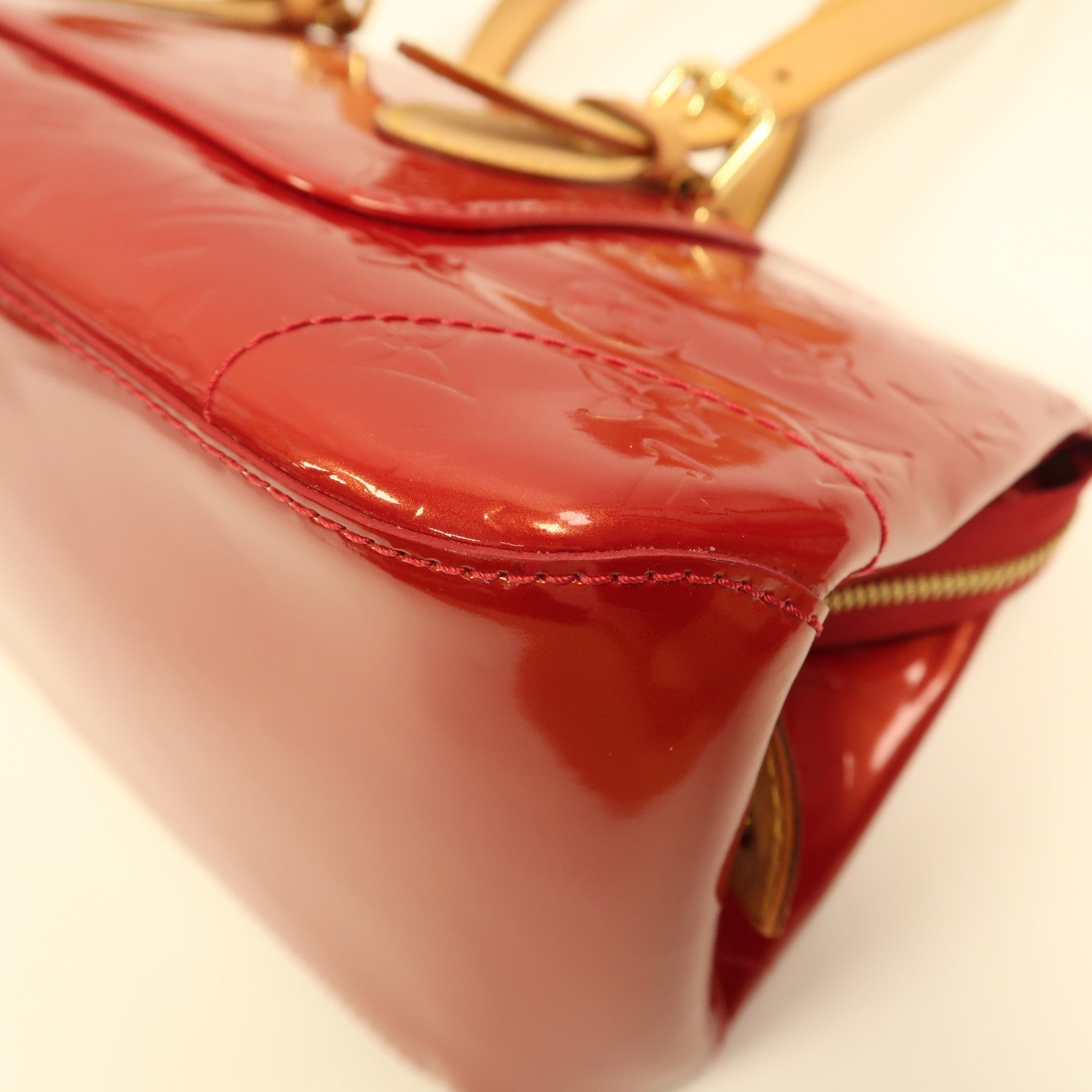 LOUIS VUITTON Monogram Vernis Rosewood Avenne金扣手挽袋紅色
