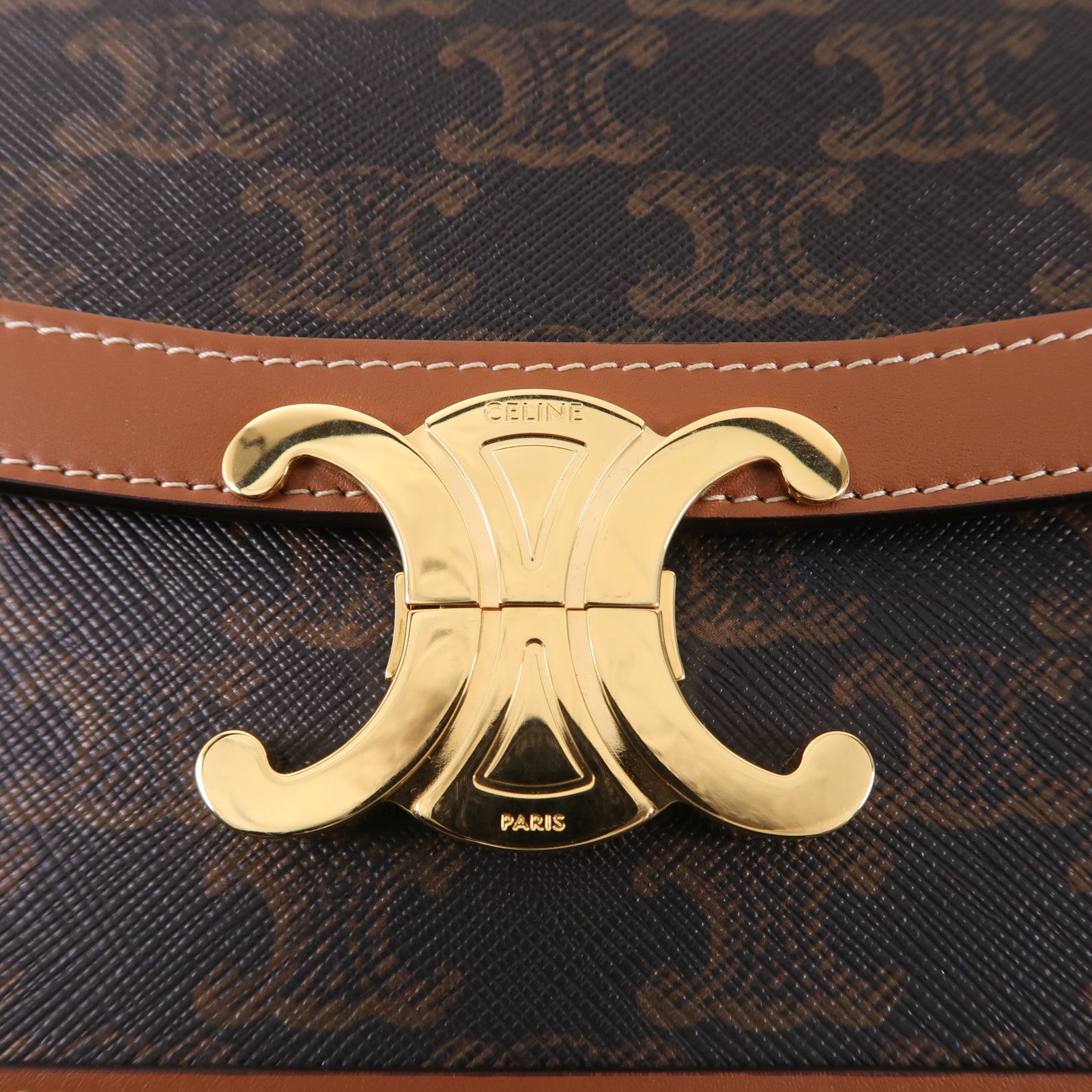 CELINE 塗層帆布Classique Triomphe Bag金扣肩背袋