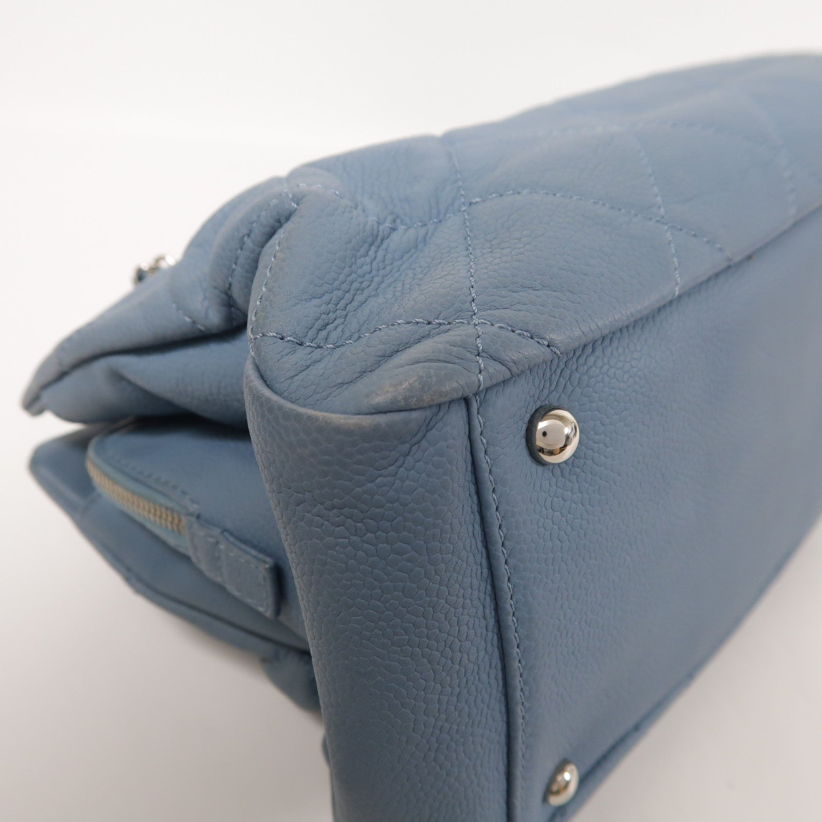 CHANEL CC SHW Shoulder Bag Calfskin Leather Blue