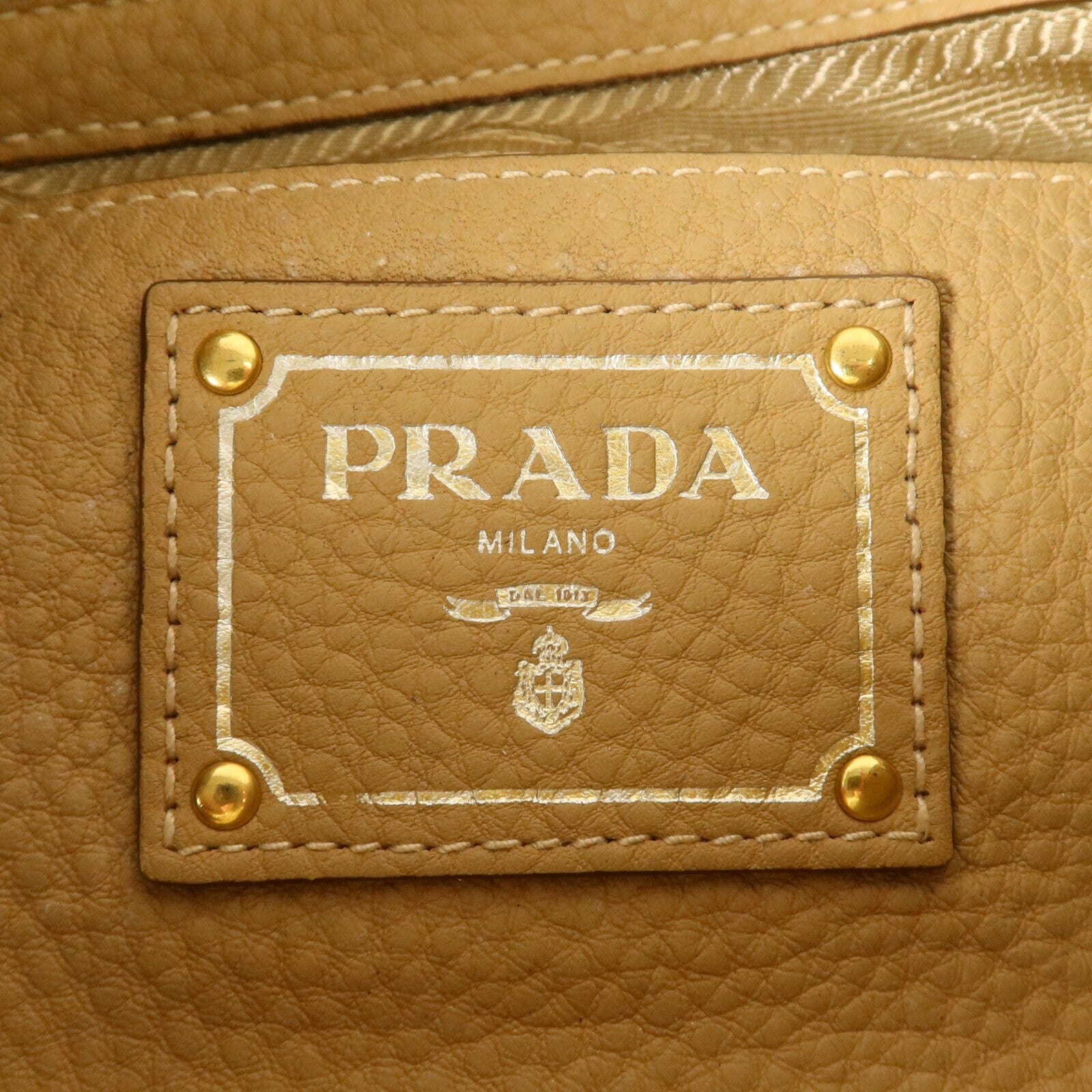 PRADA 牛皮皮革Hobo Bag金扣肩背袋
