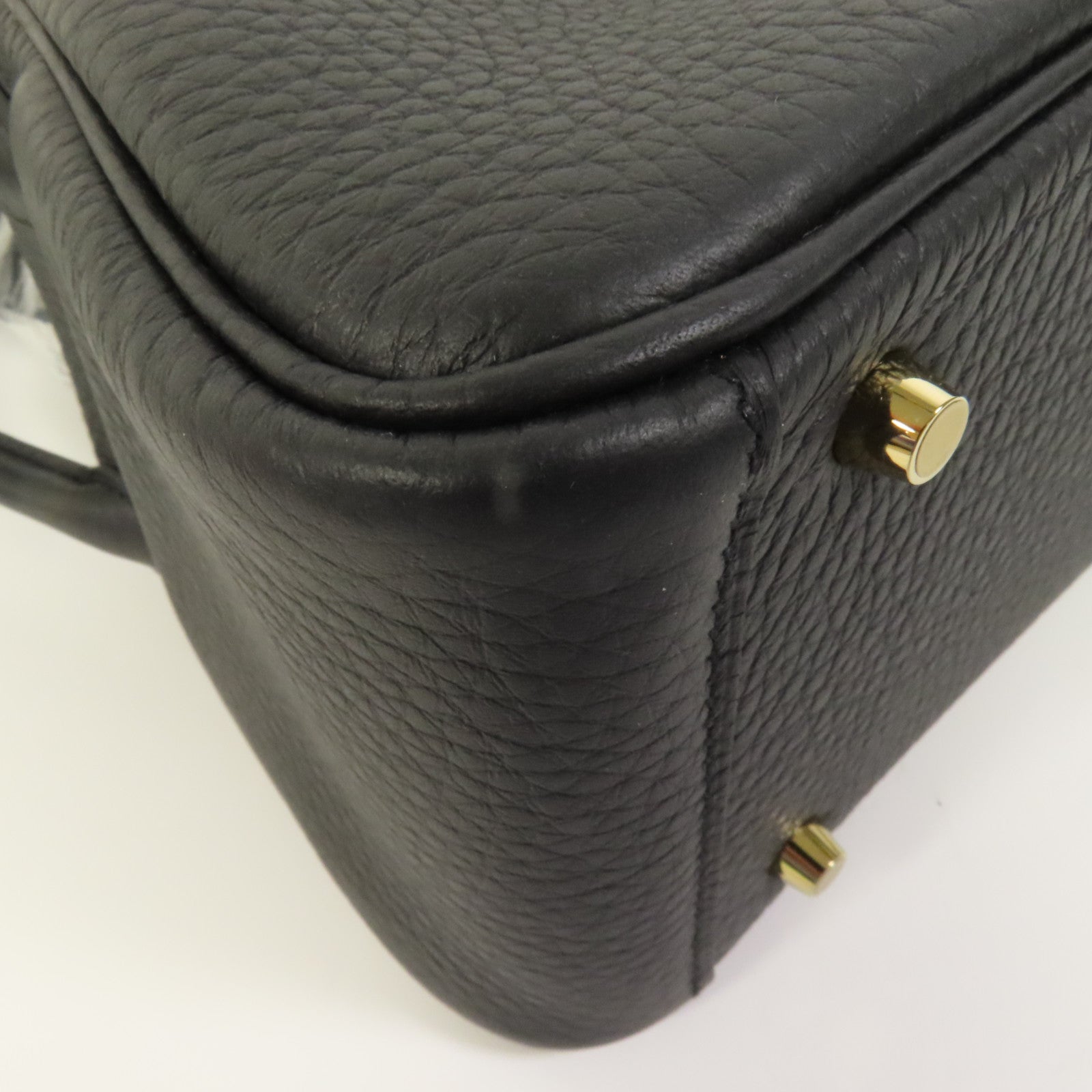 HERMES Clemence皮革Mini Lindy金扣手挽肩背兩用袋Noir