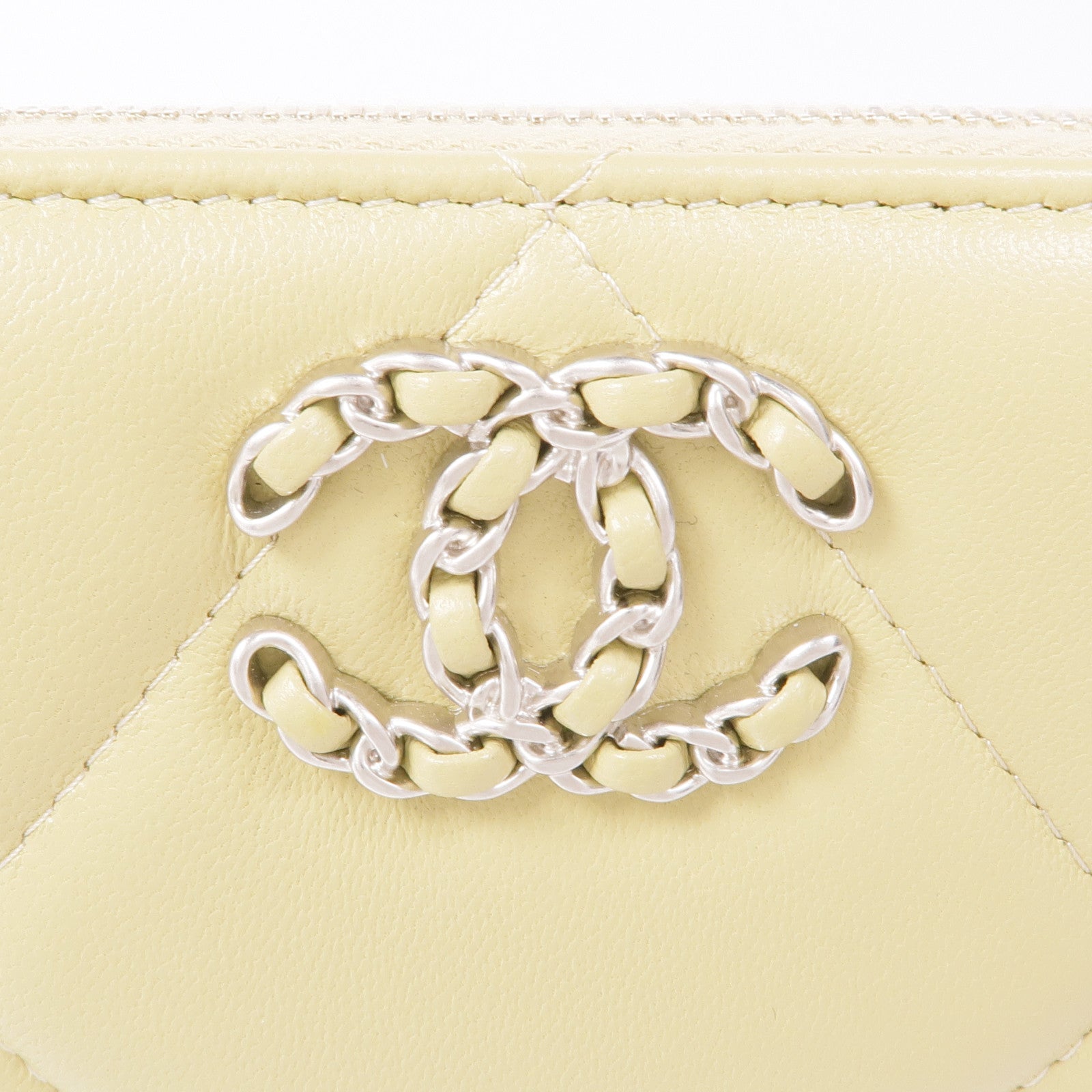 CHANEL 羊皮皮革C19 Zipper Coin Purse銀扣零錢包