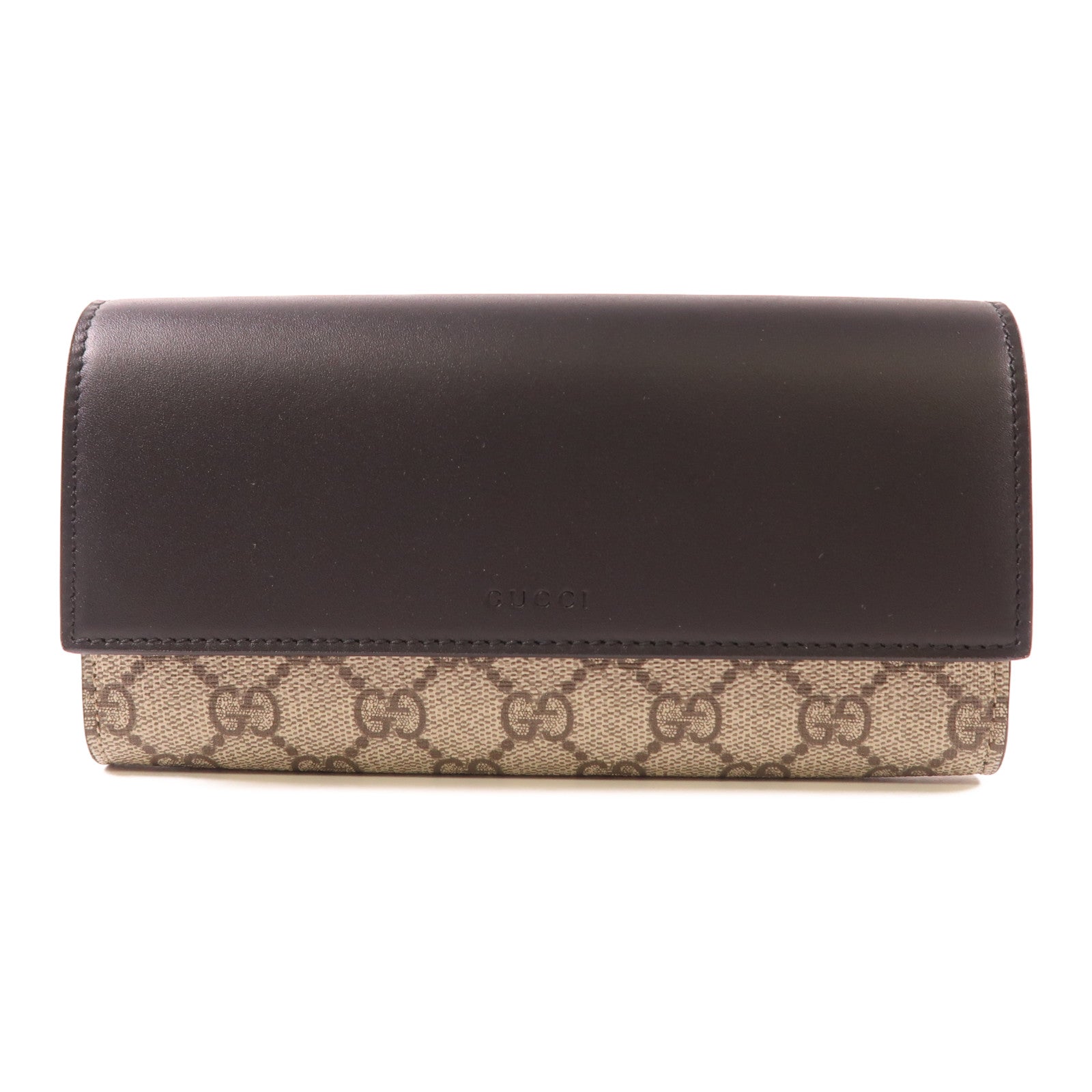 GUCCI GG GHW Long Wallet 779785 Coated Canvas Beige Black