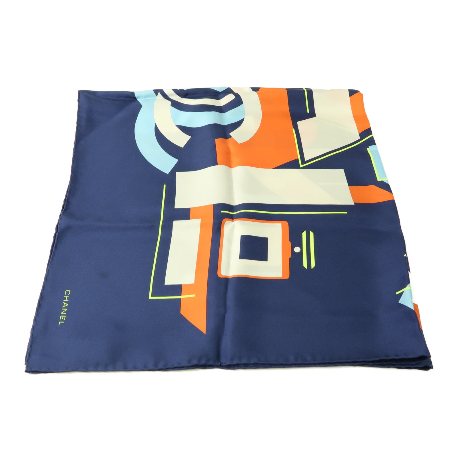 CHANEL 絲質Scarf絲巾深藍色