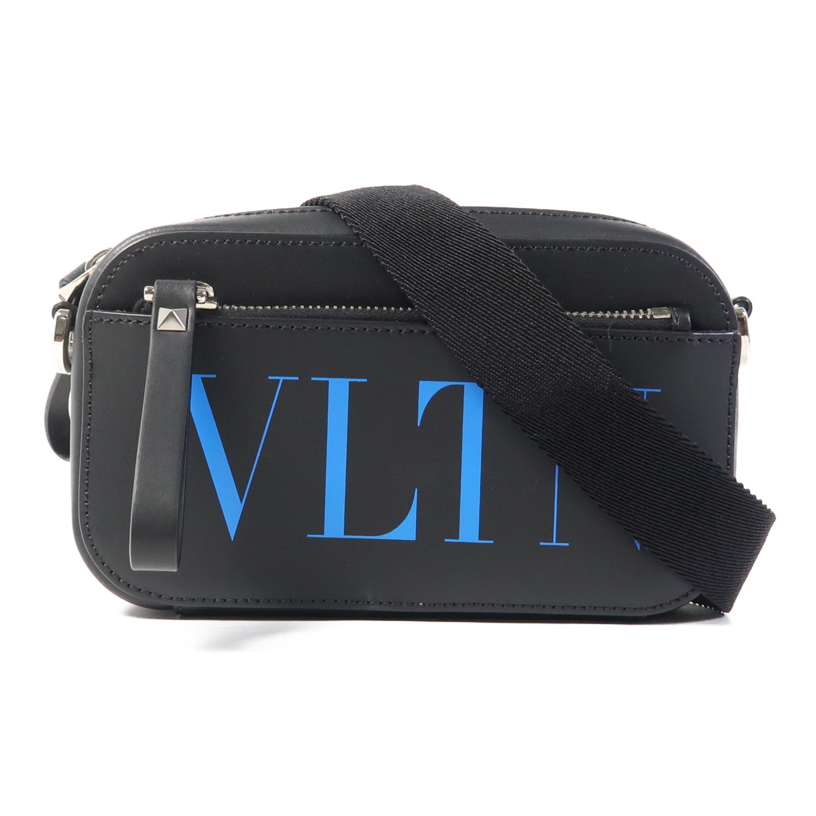 Valentino 皮革VLTN Zip Pouch Bag銀扣肩背袋