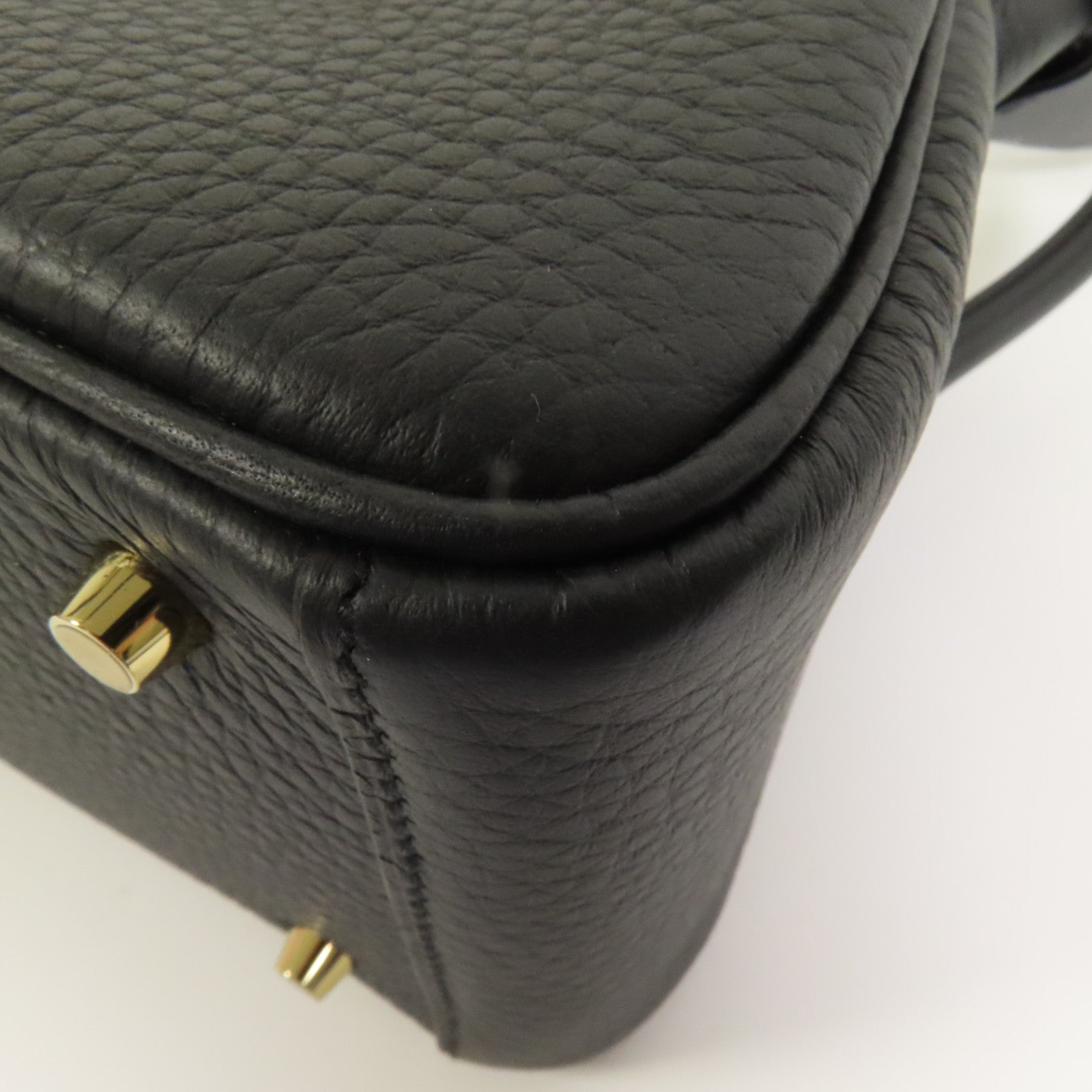 HERMES Clemence皮革Mini Lindy金扣手挽肩背兩用袋Noir