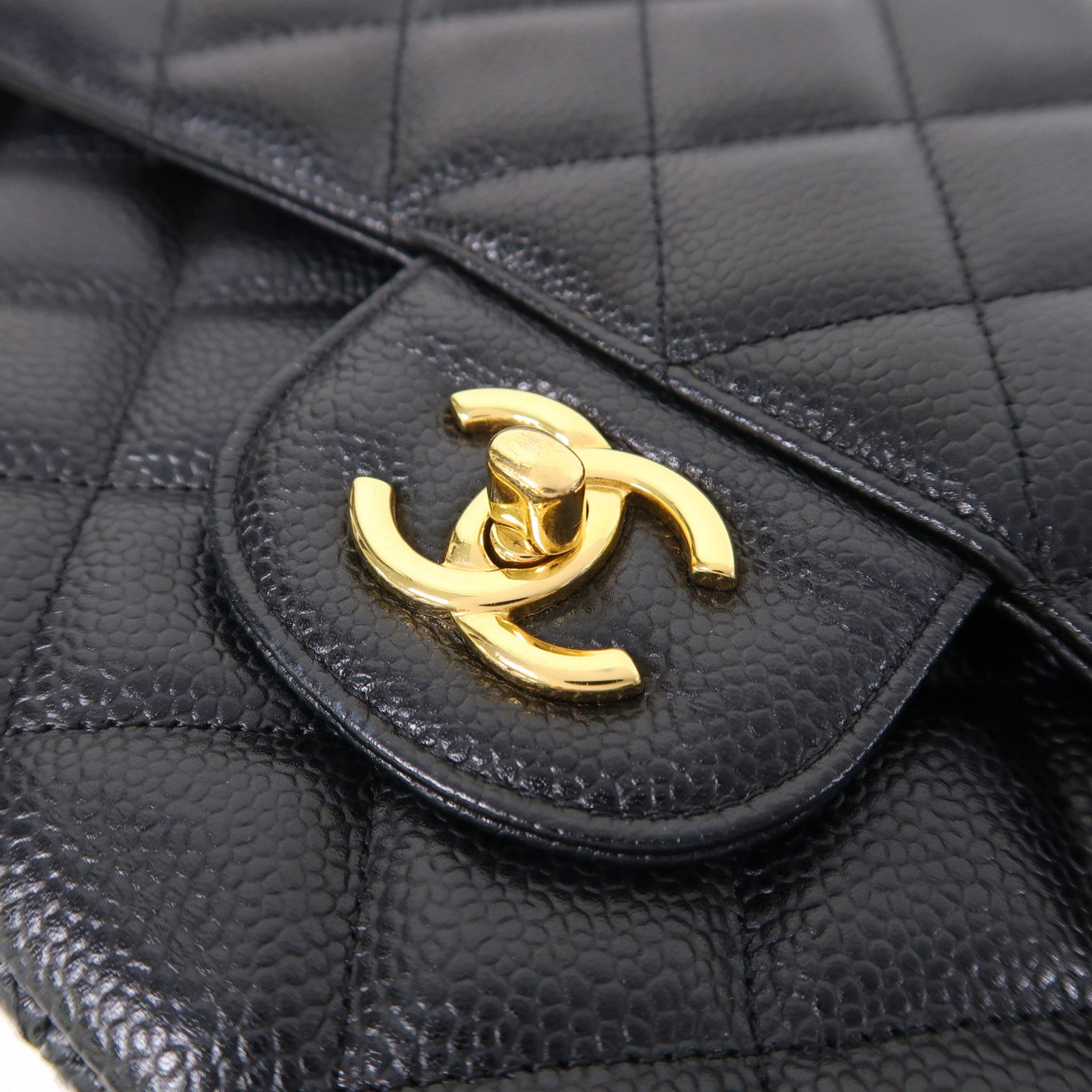 CHANEL 【激減優惠】菱格牛皮皮革Large Classic金扣鏈帶肩背袋黑色