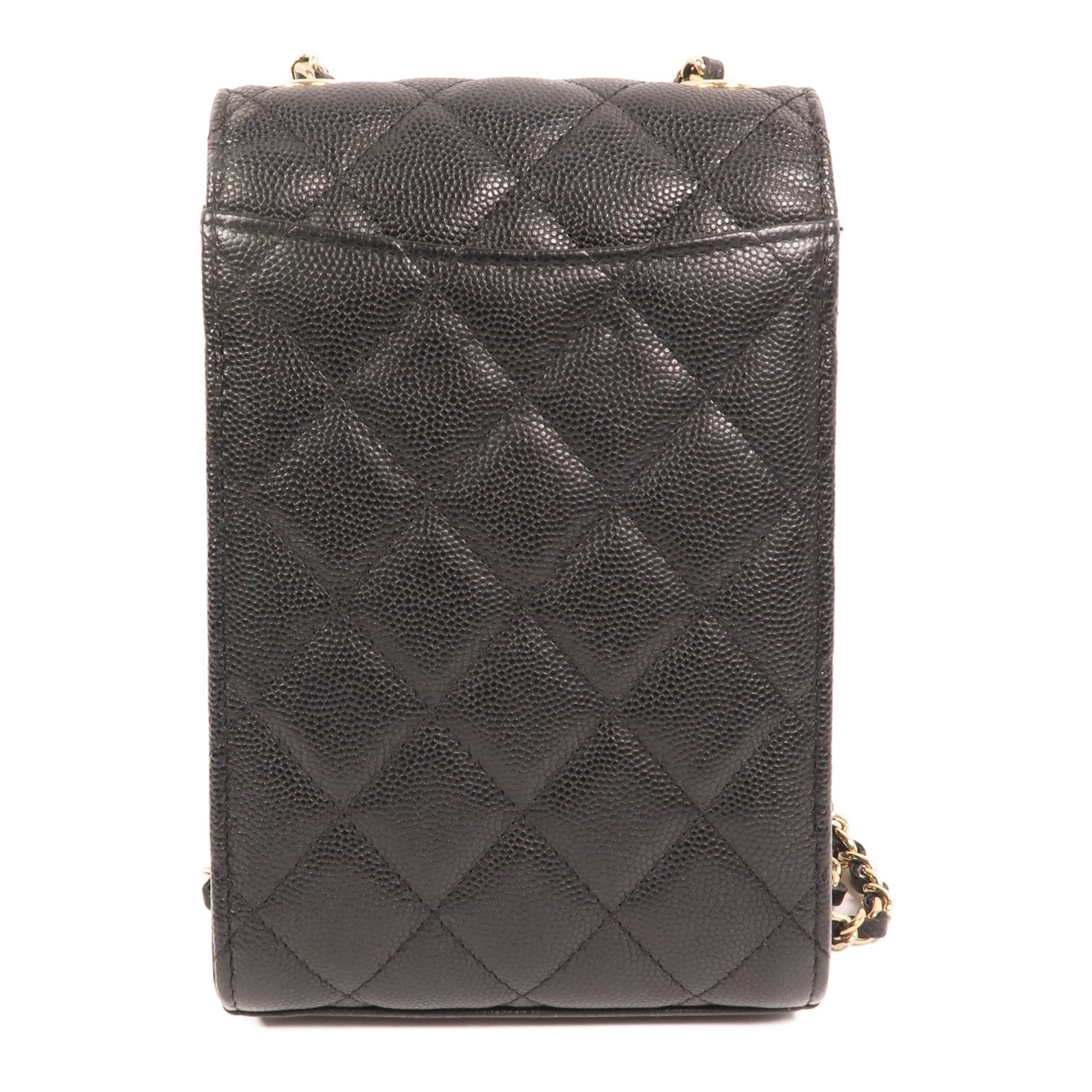 CHANEL 【激減優惠】牛皮皮革Phone Bag金扣鏈帶肩背袋