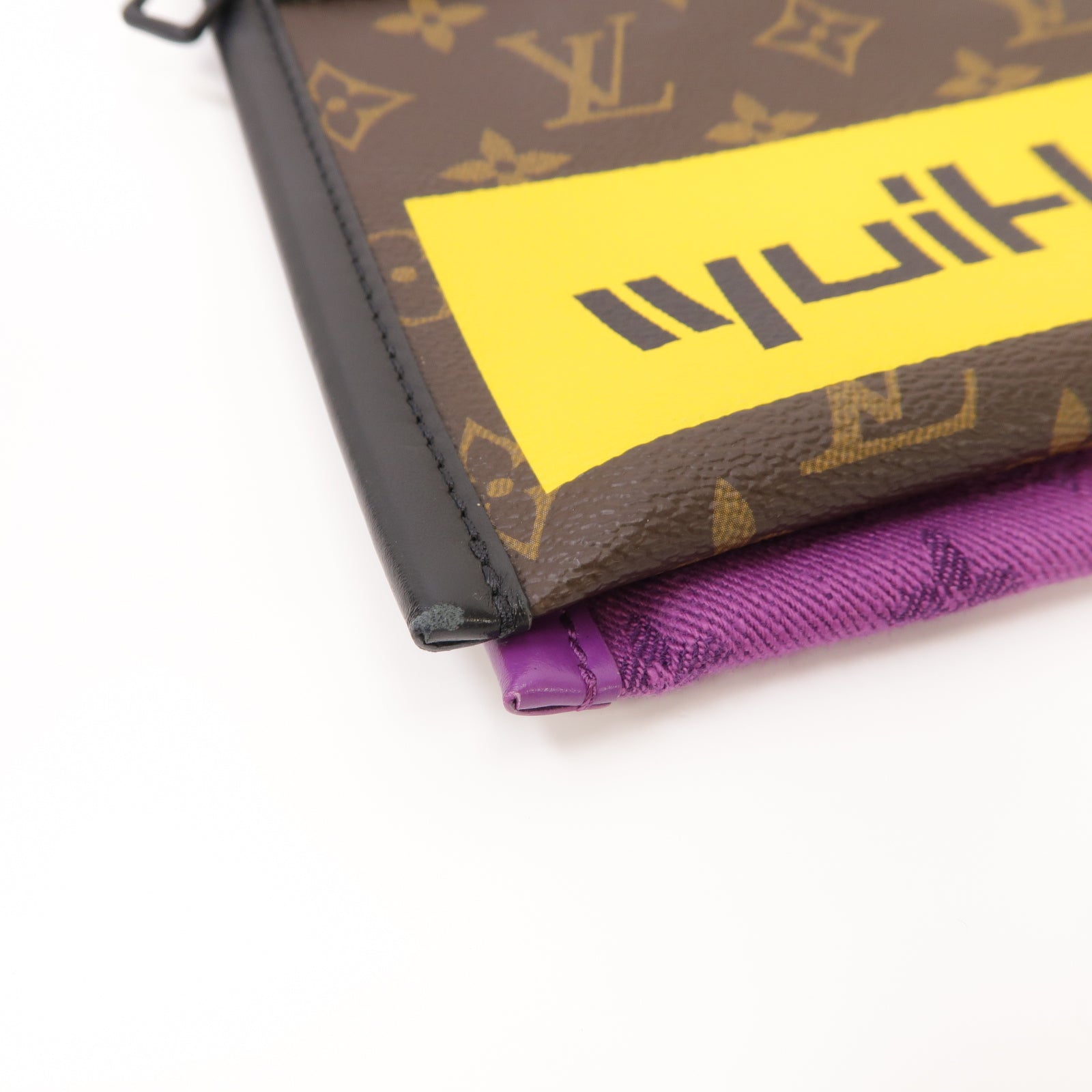 LOUIS VUITTON Monogram Flat Messenger Bag金扣肩背袋棕色/紫色