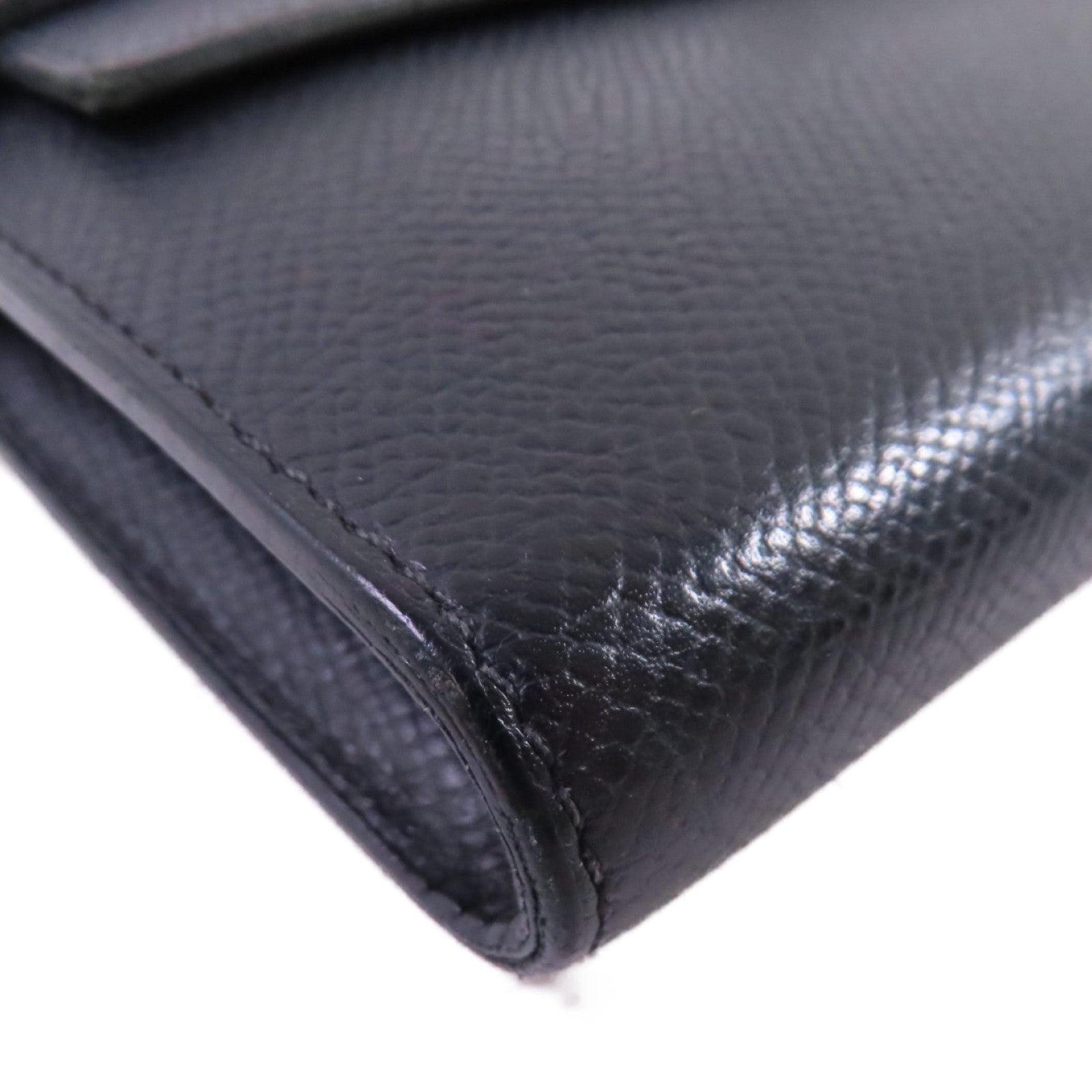 HERMES Epsom皮革Kelly Wallet銀扣長錢包黑色