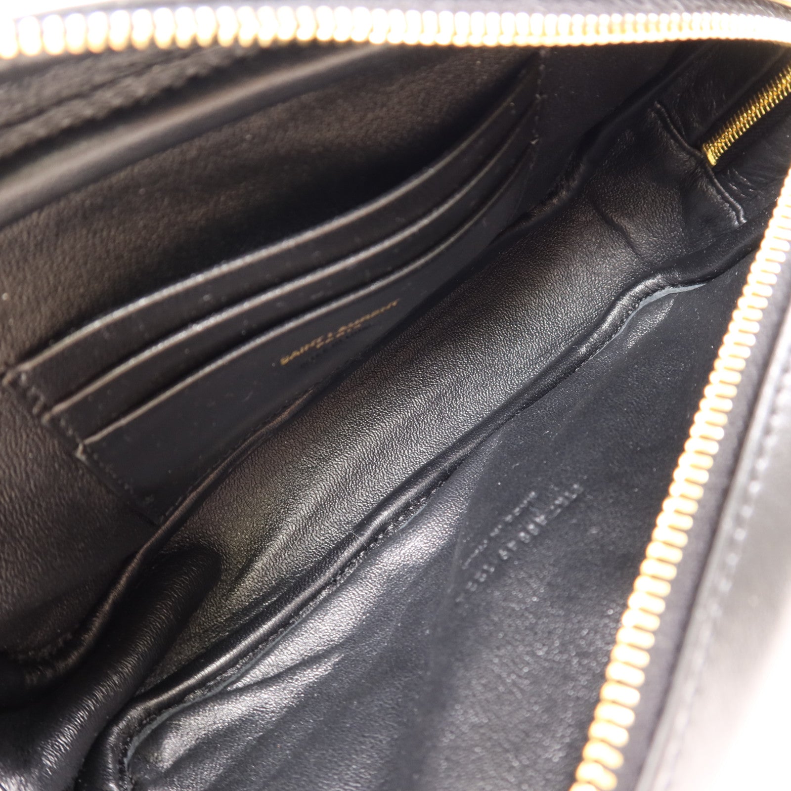 SAINT LAURENT YSL GHW Mini Lou Shoulder Bag Calfskin Leather Black 7006